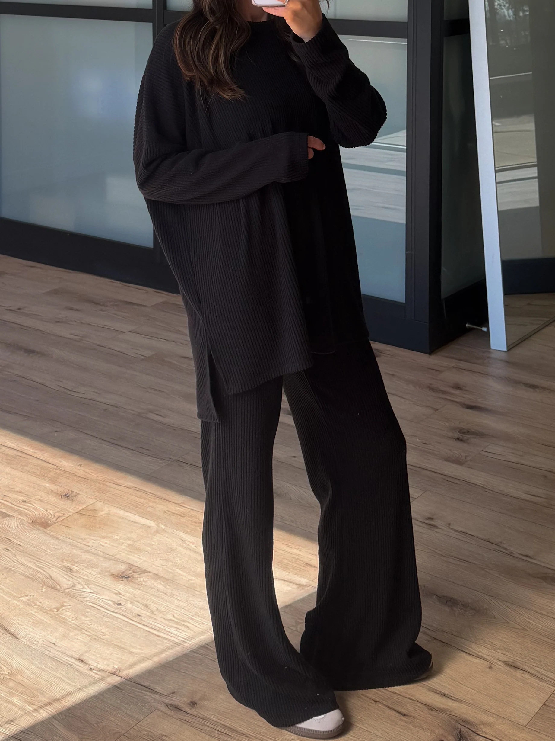 Always Cozy Ribbed Set | Black | +Plus Available - Image 3
