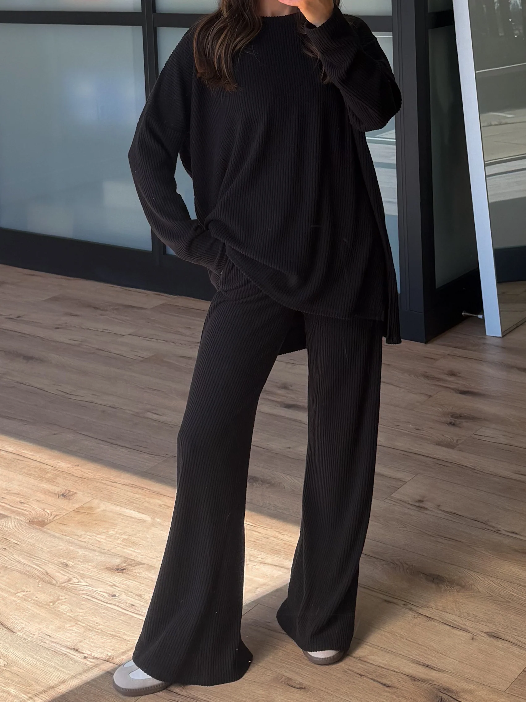 Always Cozy Ribbed Set | Black | +Plus Available - Image 4