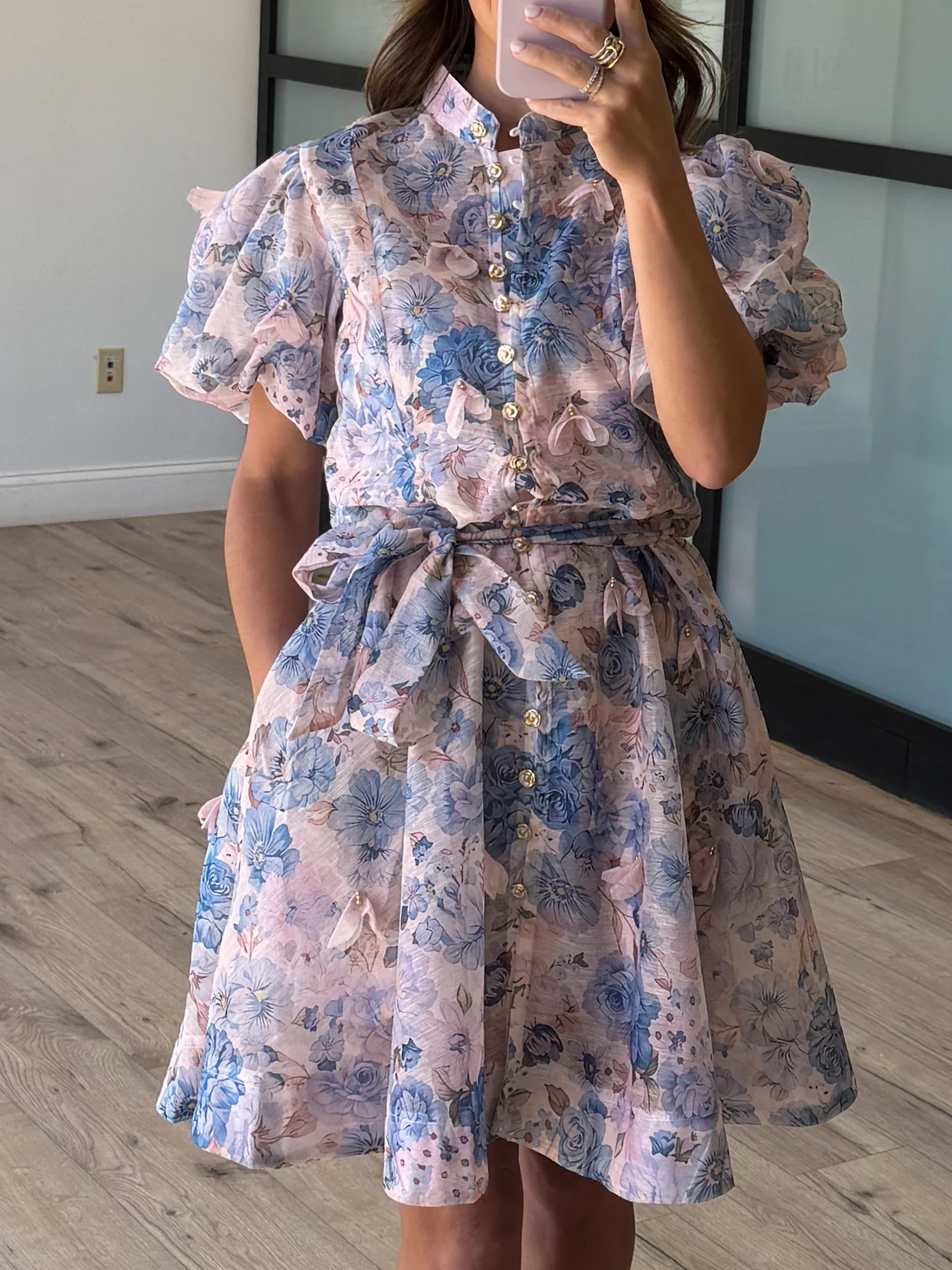 Anneliese Floral Sheer Dress | Sky Blossom - Image 2