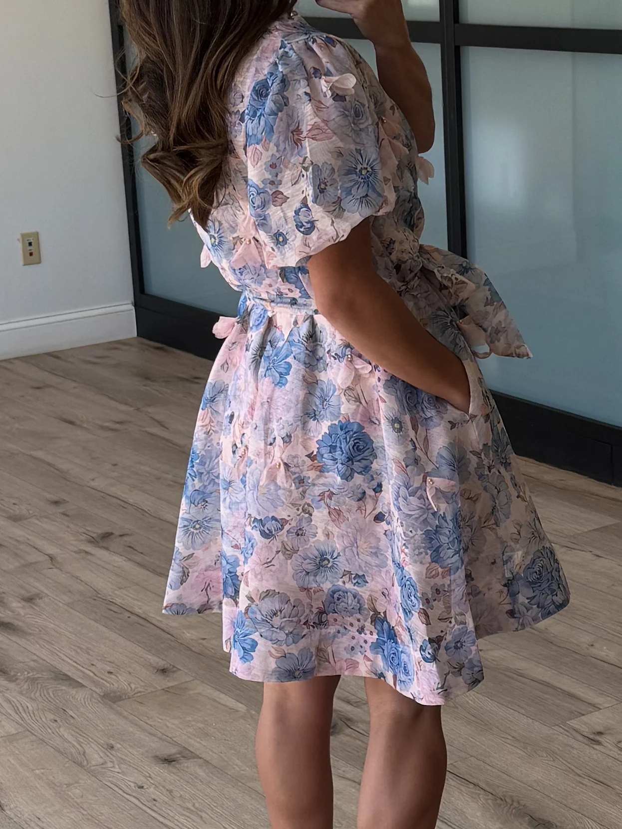 Anneliese Floral Sheer Dress | Sky Blossom - Image 3