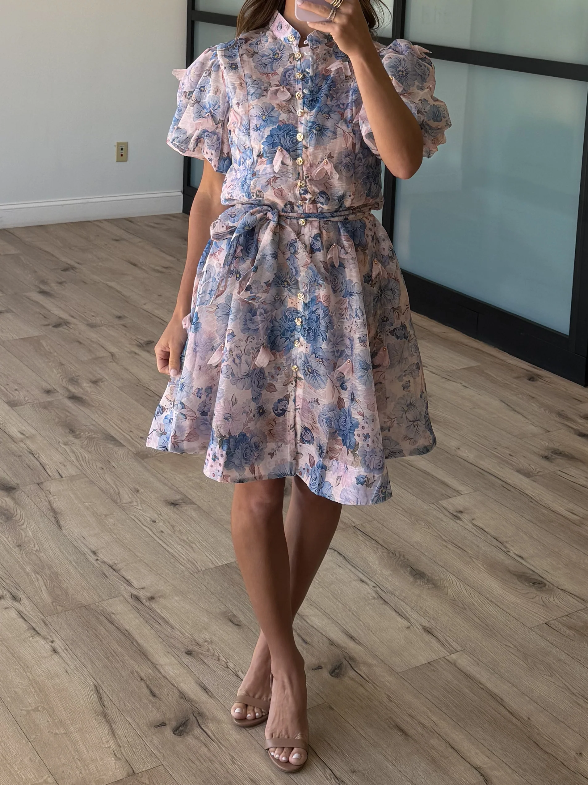 Anneliese Floral Sheer Dress | Sky Blossom - Image 4