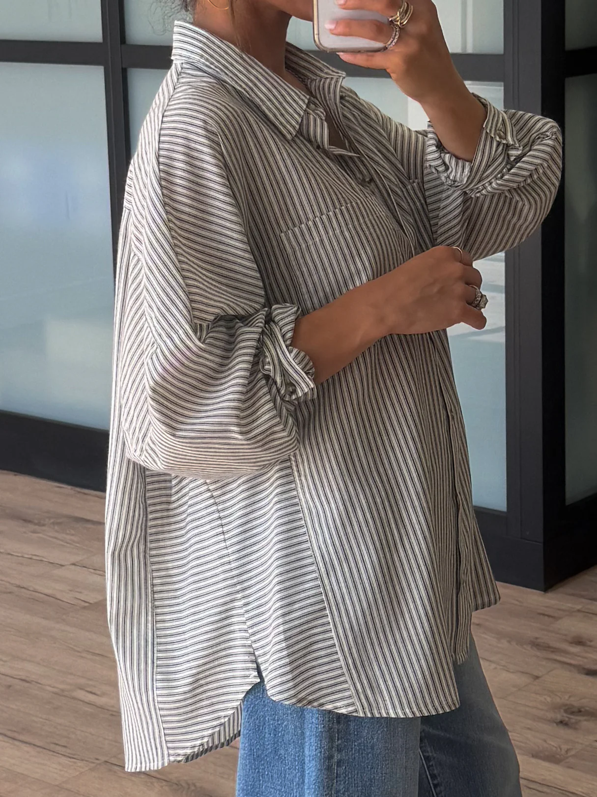 Ardyn Button-Down Top | Black Stripe - Image 2