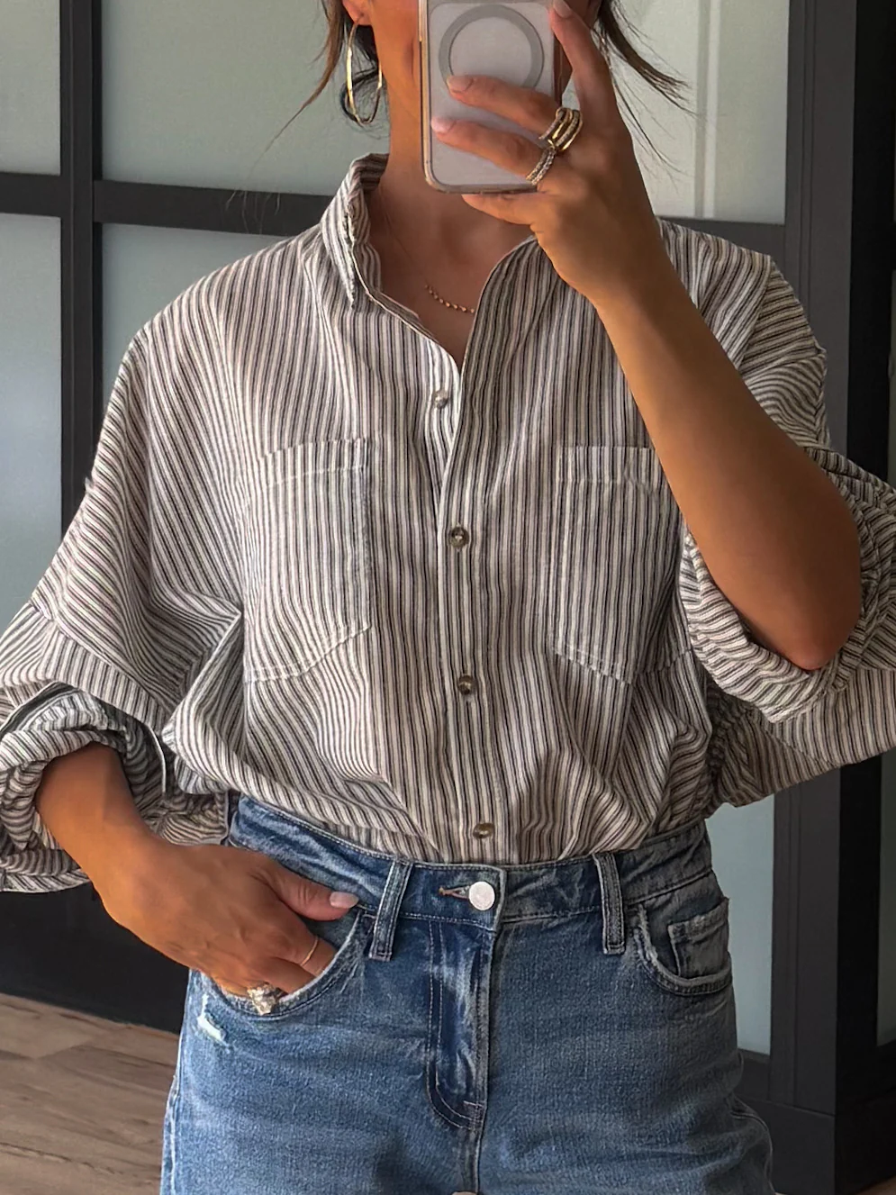 Ardyn Button-Down Top | Black Stripe - Image 4