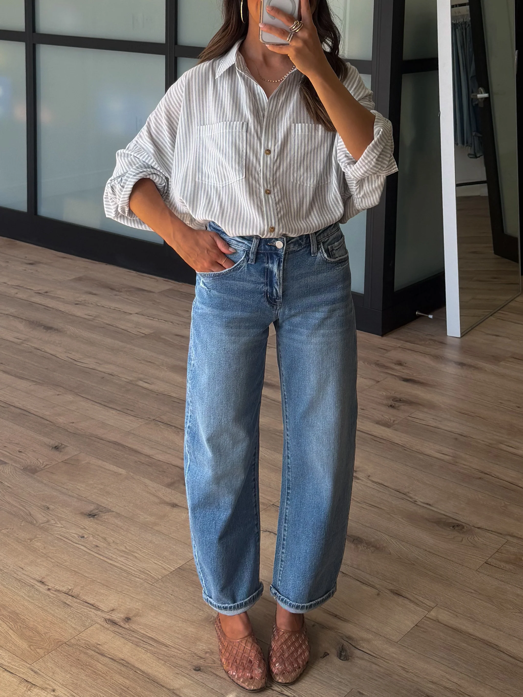 Ardyn Button-Down Top | Dusty Blue Stripe - Image 3