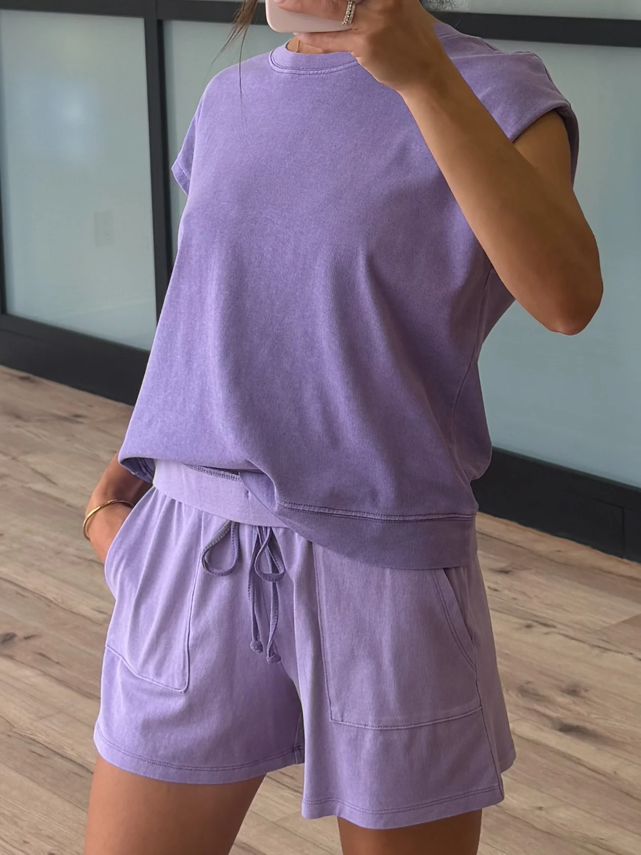 At Home Tee + Shorts Set | Dusty Lilac - Image 2