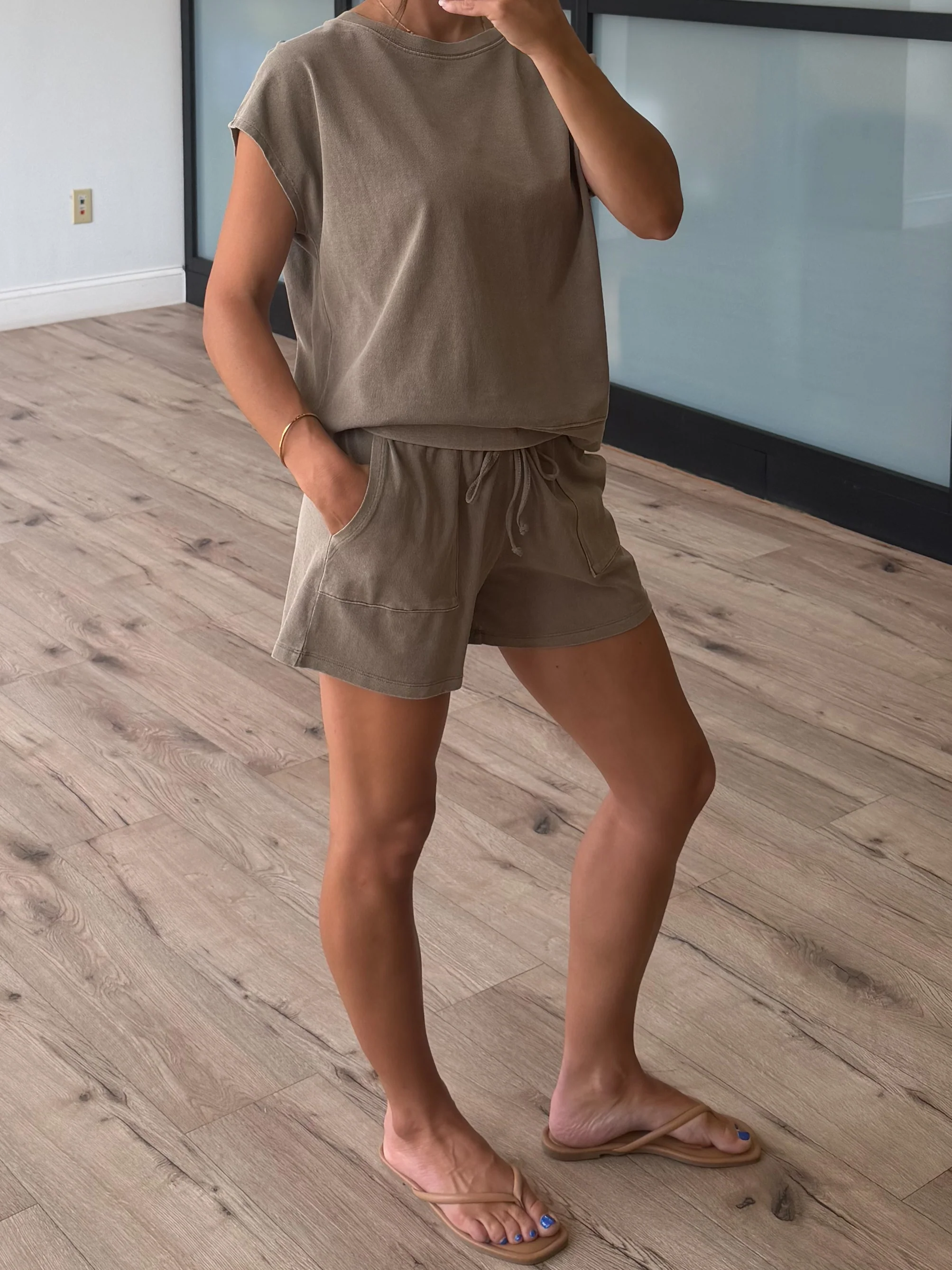 At Home Tee + Shorts Set | Mocha - Image 2