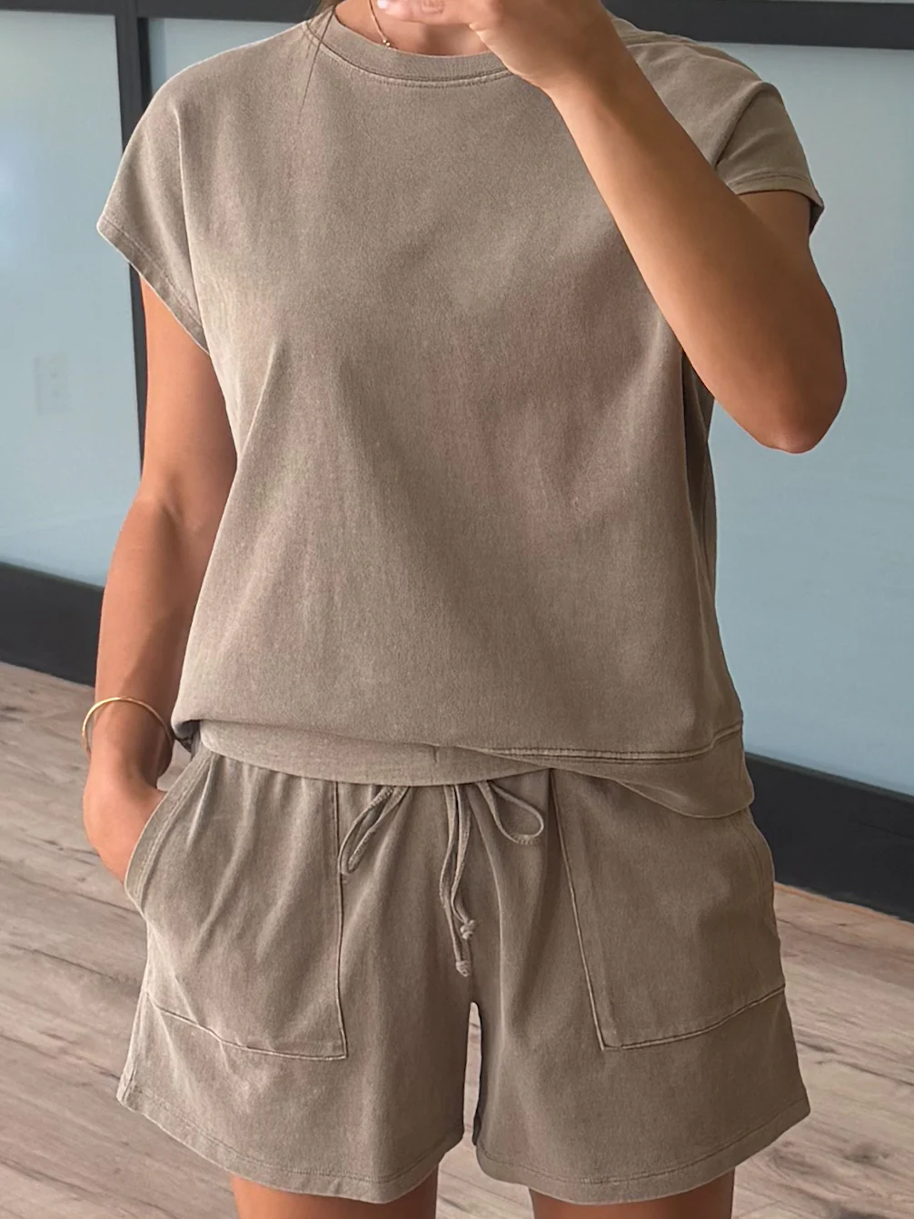 At Home Tee + Shorts Set | Mocha - Image 3