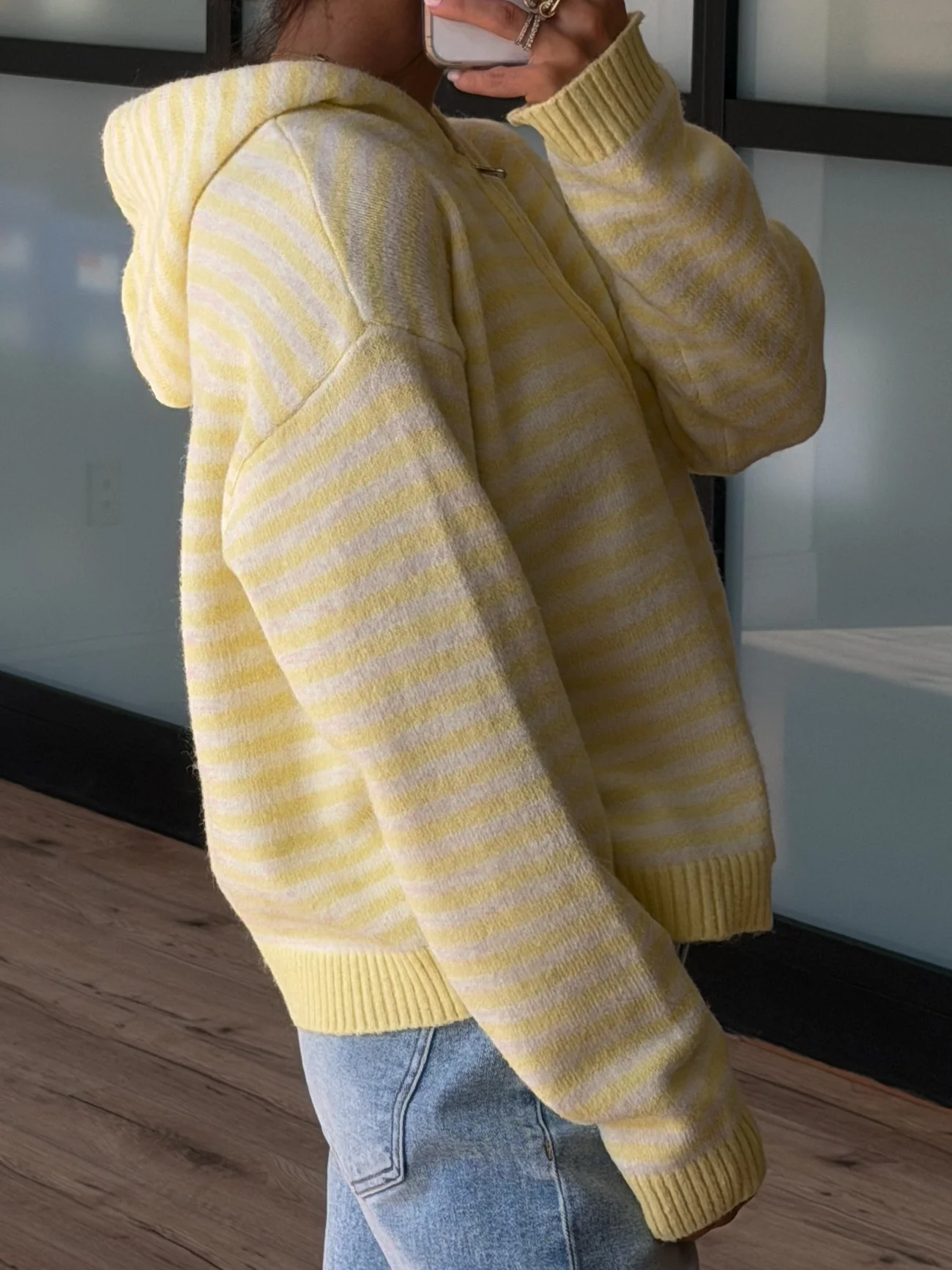 Aylia Zip-Up Hoodie | Lemon Stripe - Image 4