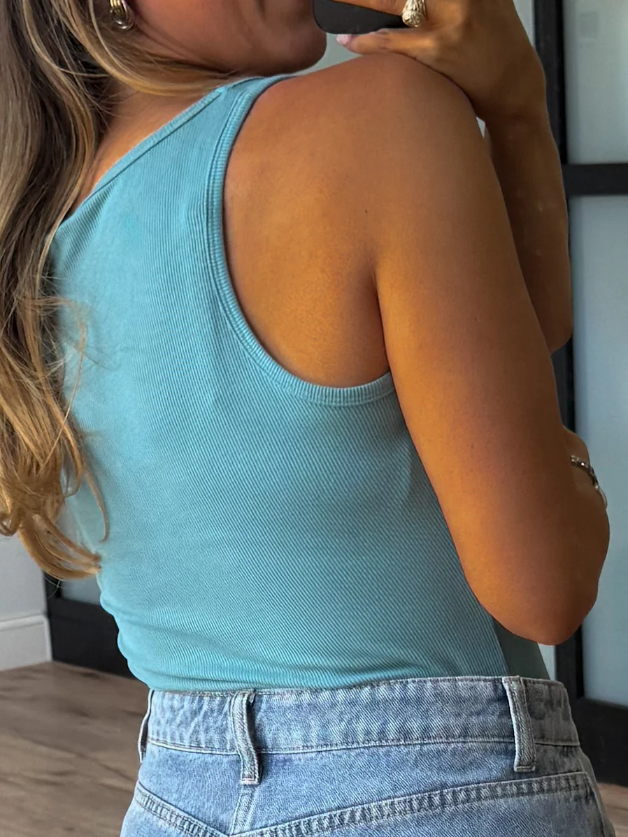 Base Ribbed Tank | Teal | RESTOCK - Image 3