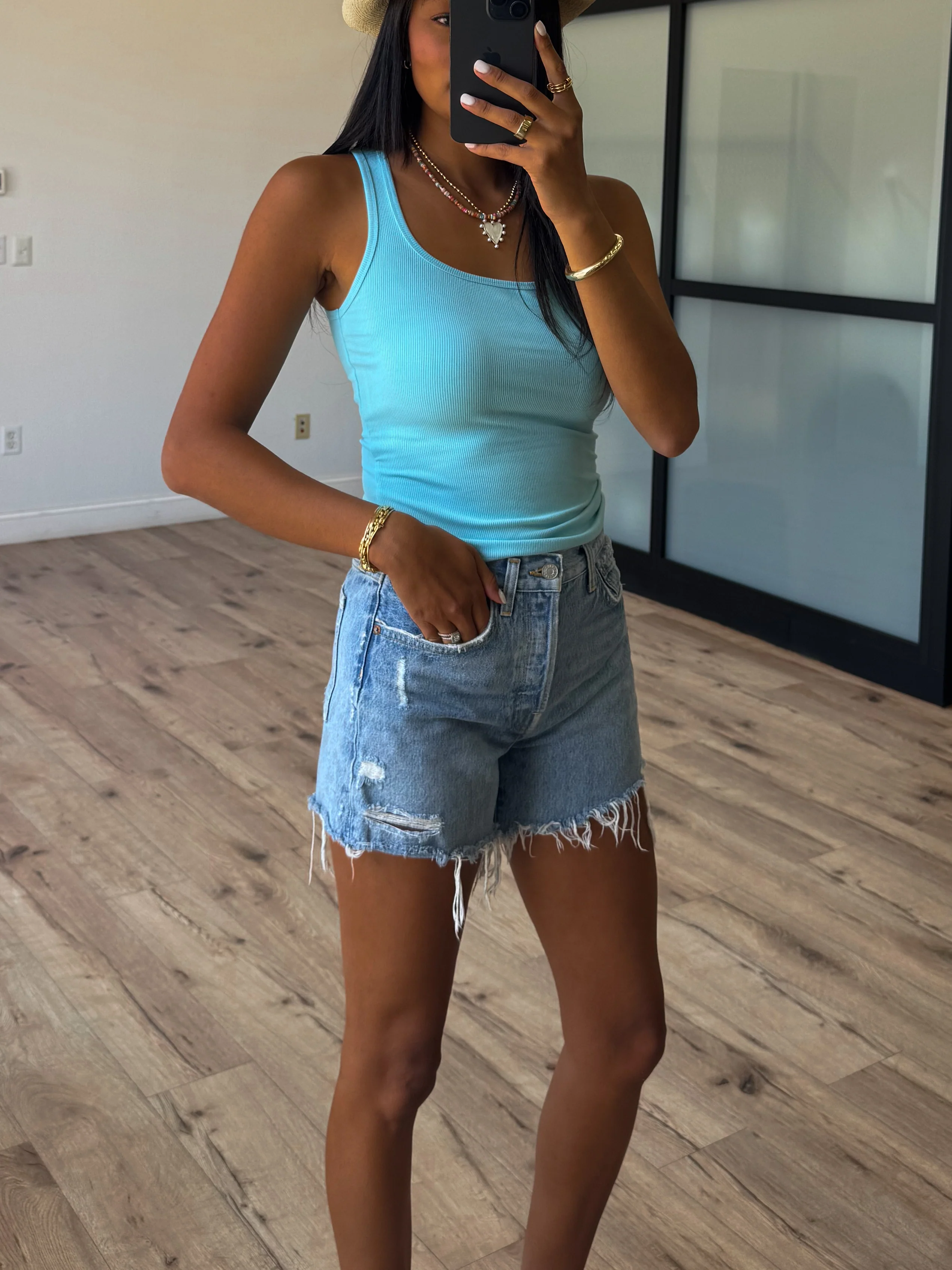 Base Ribbed Tank | Turquoise | RESTOCK - Image 4