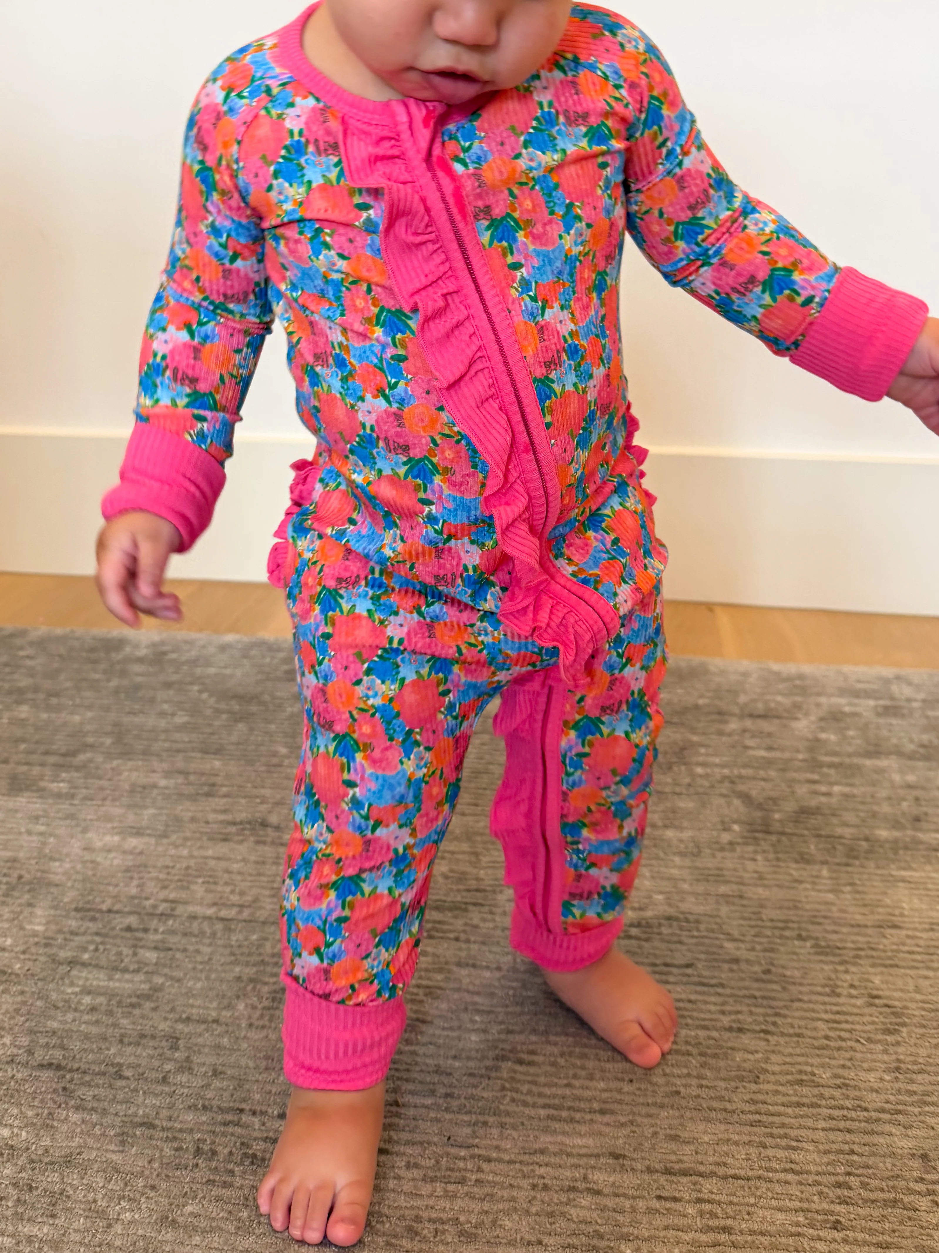 Bold Blooms Ruffle Ribbed Zippy | Tiny Talulah - Image 3