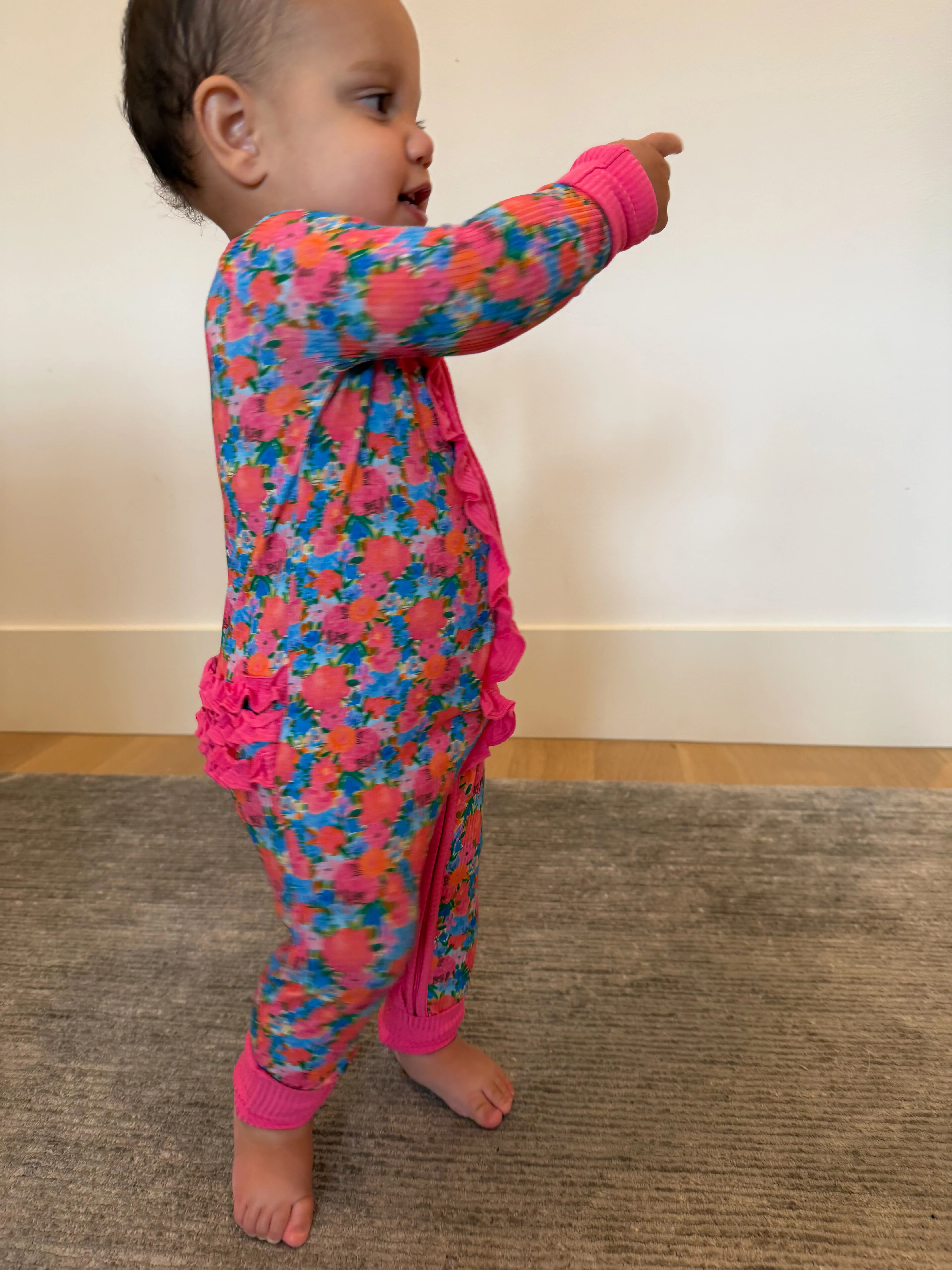 Bold Blooms Ruffle Ribbed Zippy | Tiny Talulah - Image 4