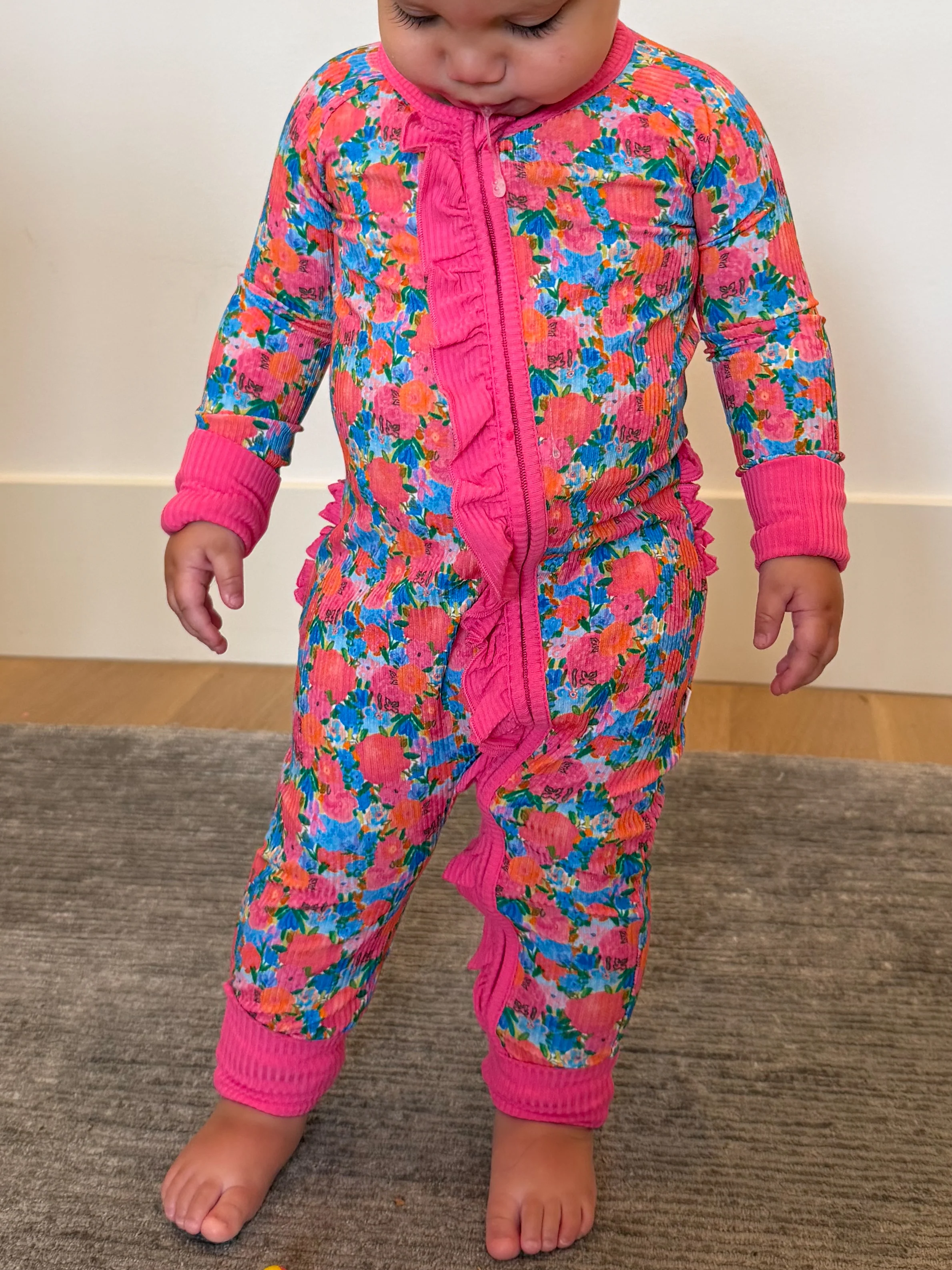 Bold Blooms Ruffle Ribbed Zippy | Tiny Talulah - Image 5