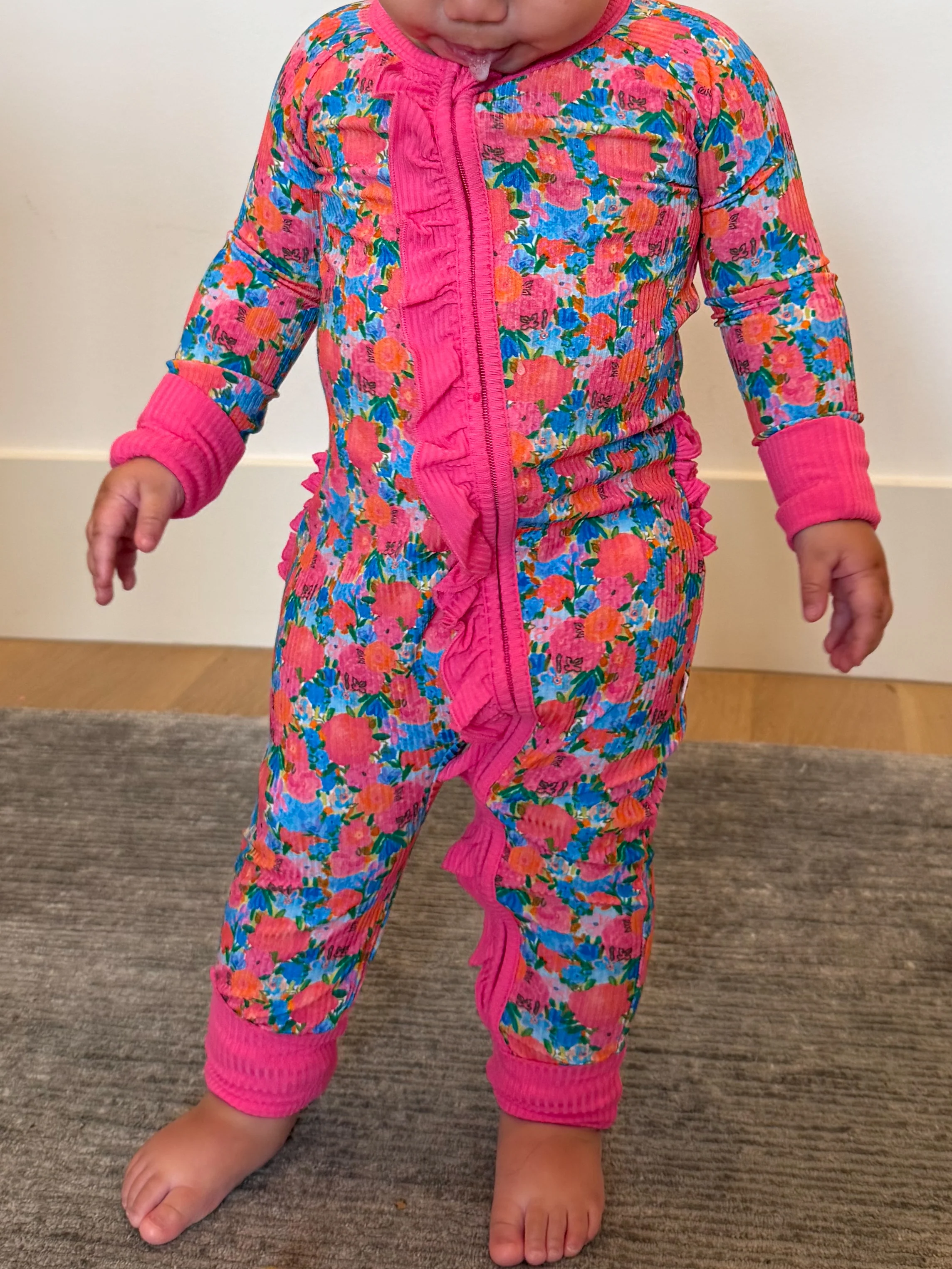 Bold Blooms Ruffle Ribbed Zippy | Tiny Talulah - Image 8
