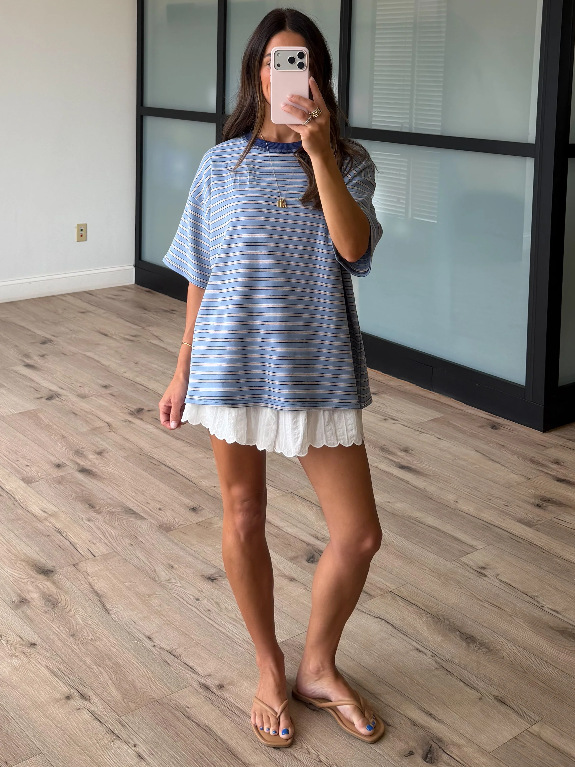 Cannon Stripe Boyfriend Tee | Blue | RESTOCK - Image 5