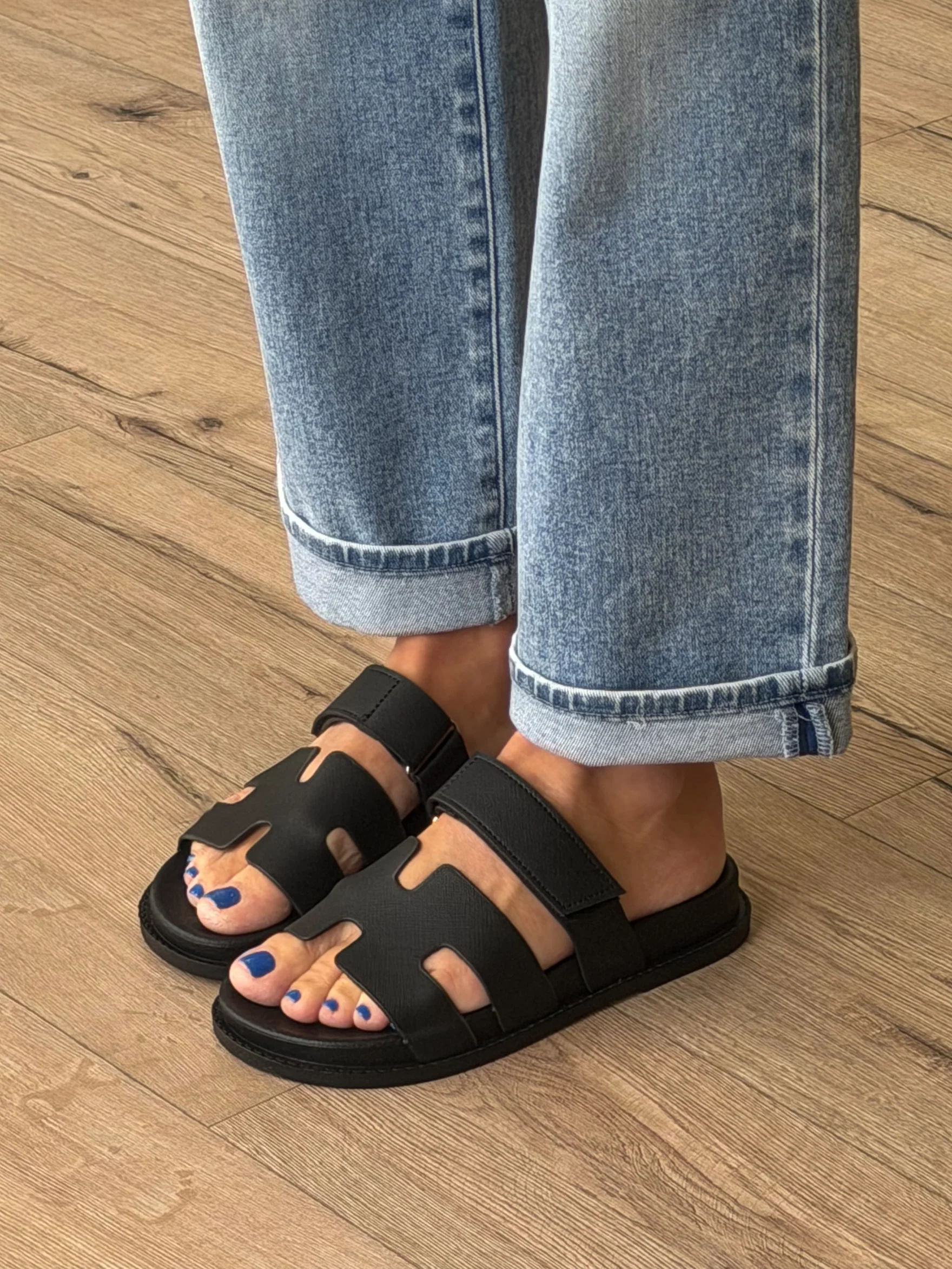 Chani Velcro Slides | Black - Image 3