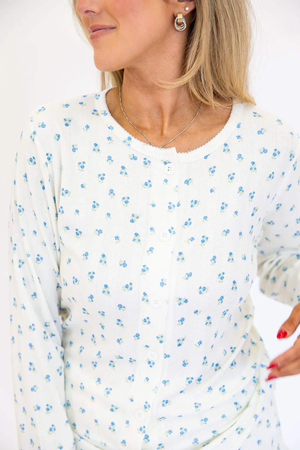 Bamboo Pointelle Women's Cardigan | Ivory | +Plus Available - Image 3