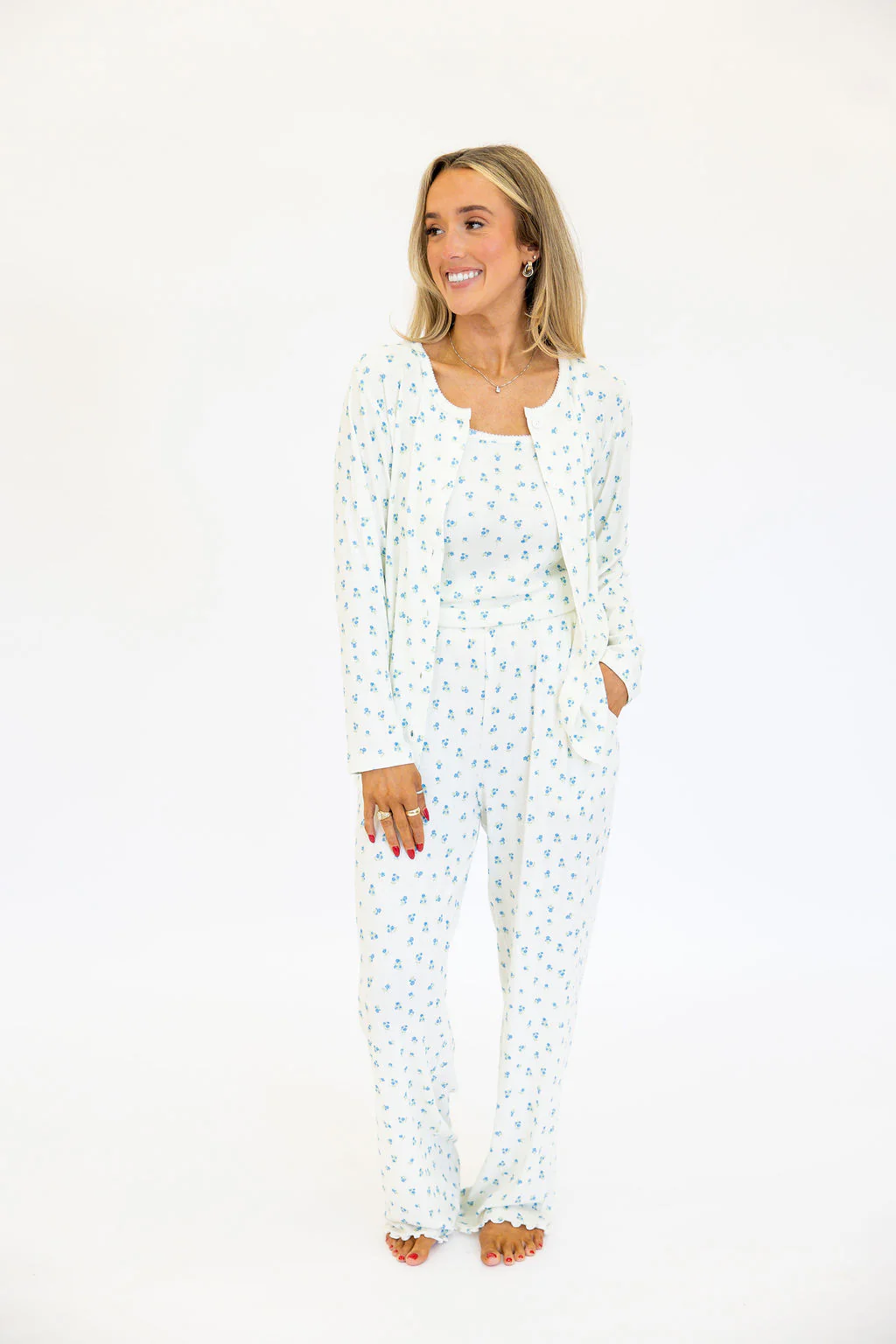 Bamboo Pointelle Women's Cardigan | Ivory | +Plus Available - Image 5