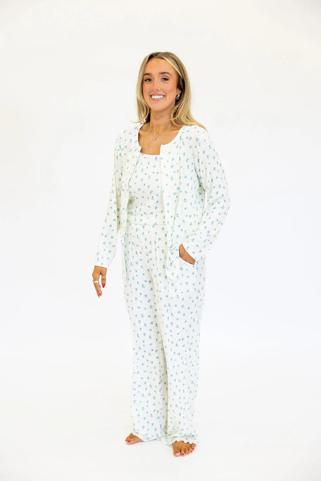Bamboo Pointelle Women's Cardigan | Ivory | +Plus Available - Image 7