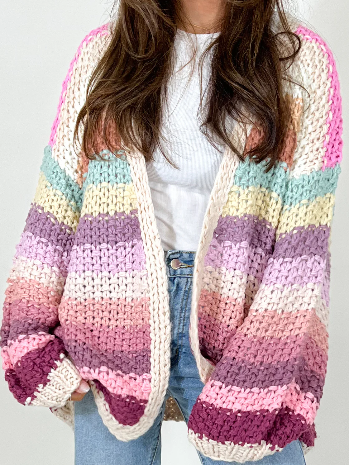 Chunky Stripe Cardigan | Pastel