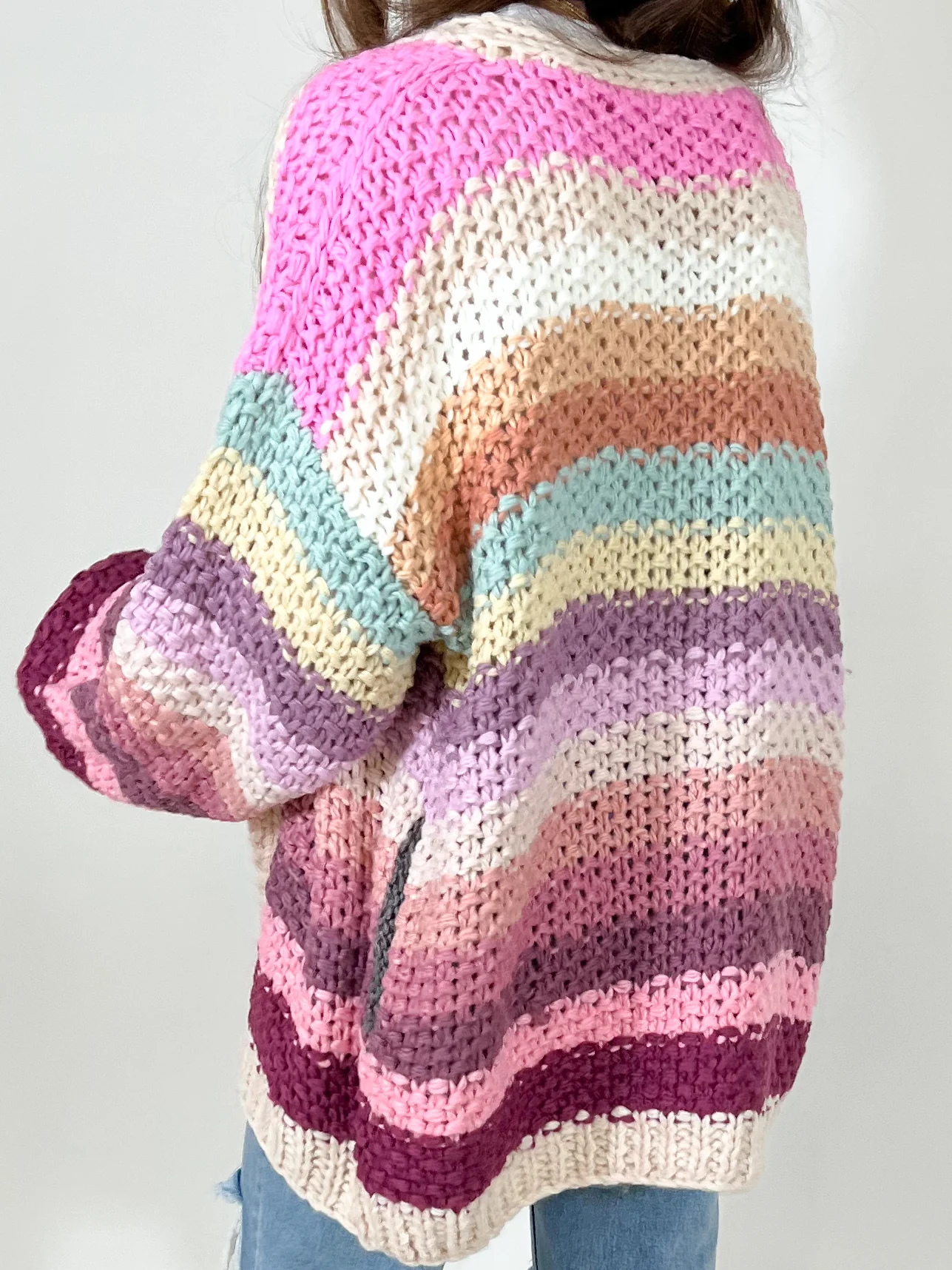 Chunky Stripe Cardigan | Pastel - Image 4