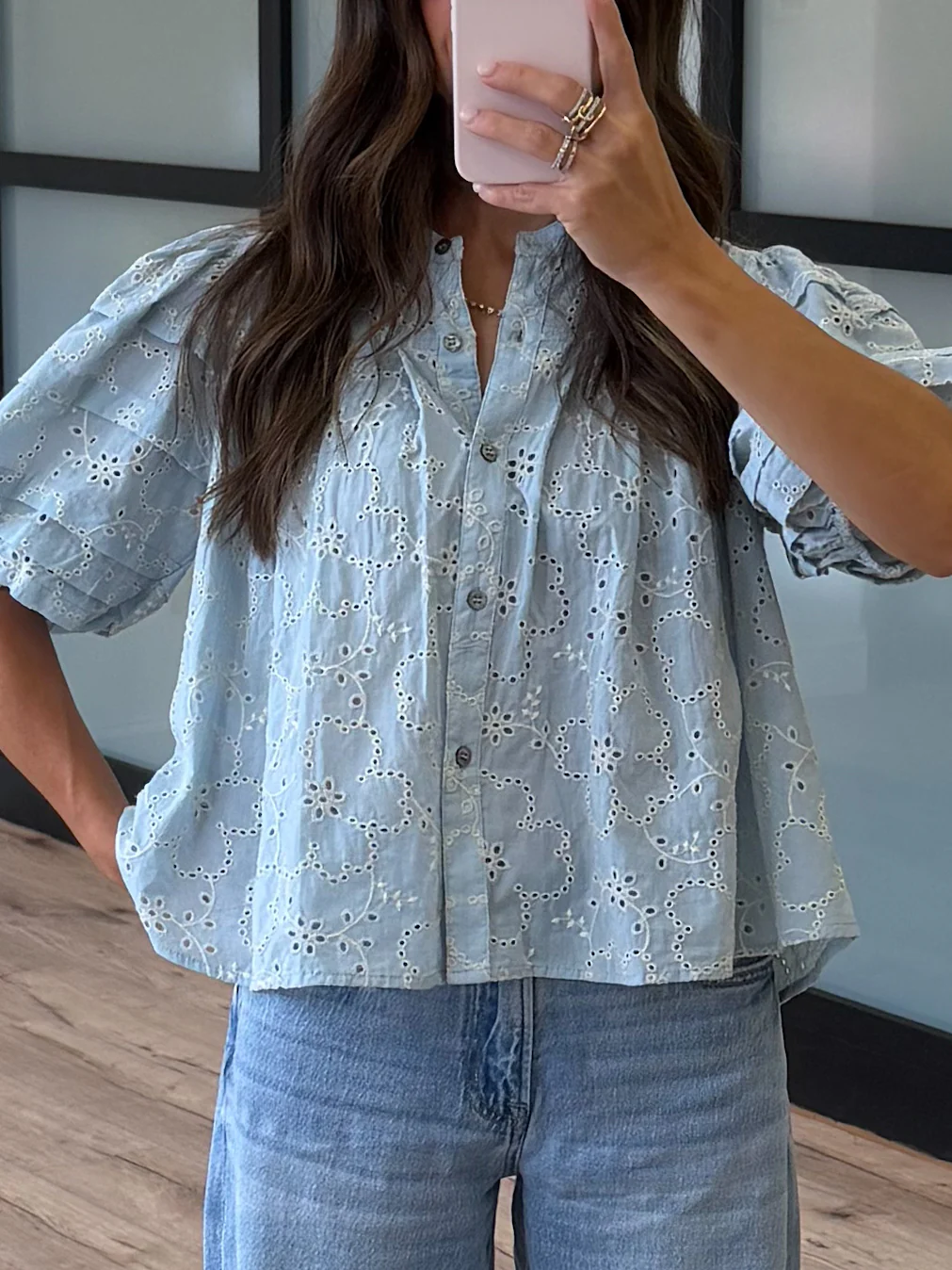 Copacabana Puff Sleeve Blouse | Blue Willow