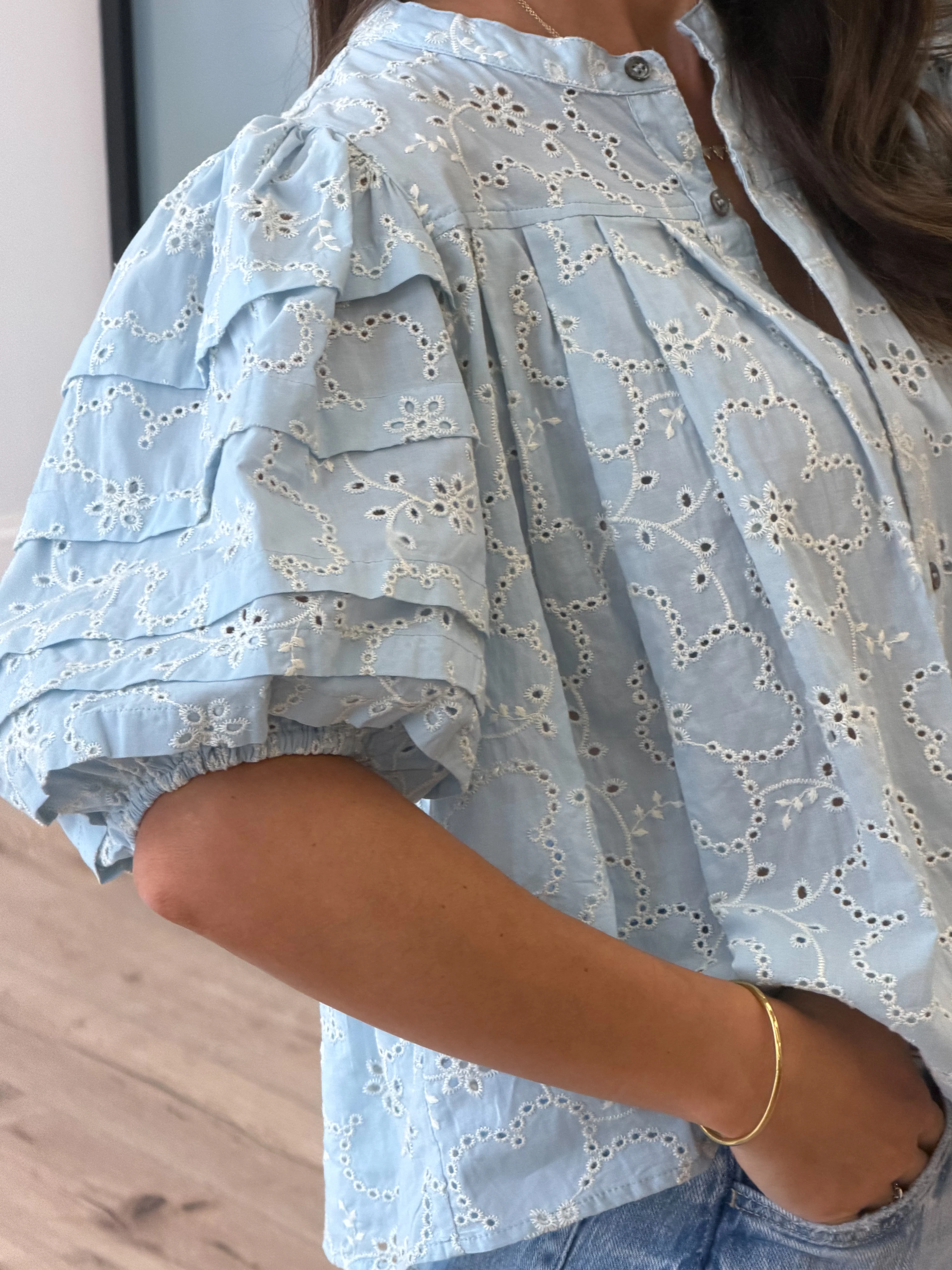 Copacabana Puff Sleeve Blouse | Blue Willow - Image 3