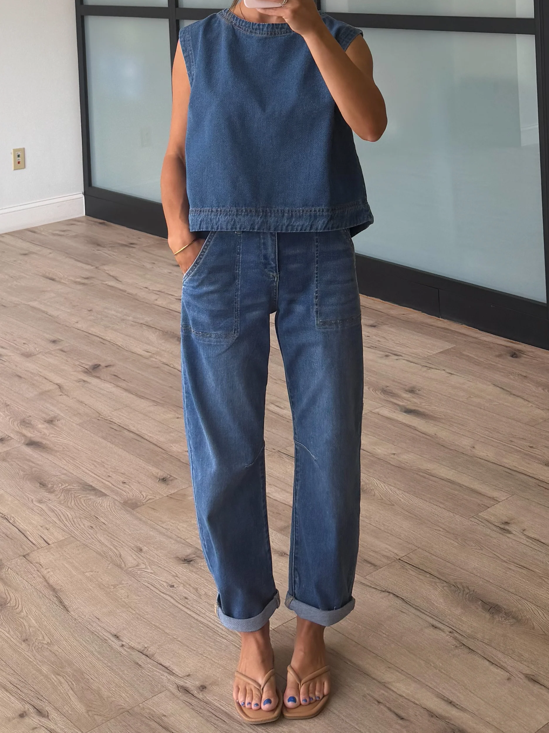 Tess Patch Pocket Barrel Jeans | Medium Wash | +Plus Available - Image 3
