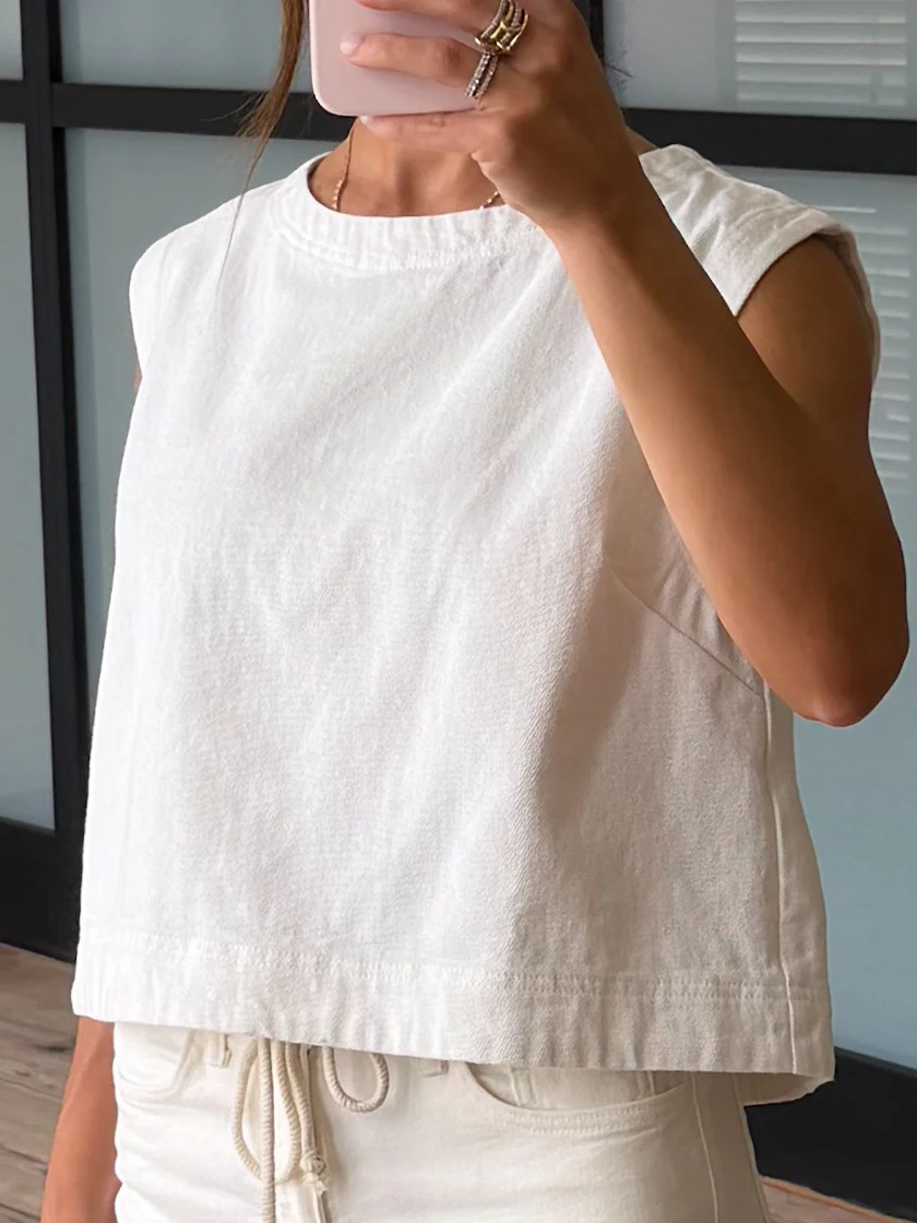 Denim Shift Tank | White - Image 3