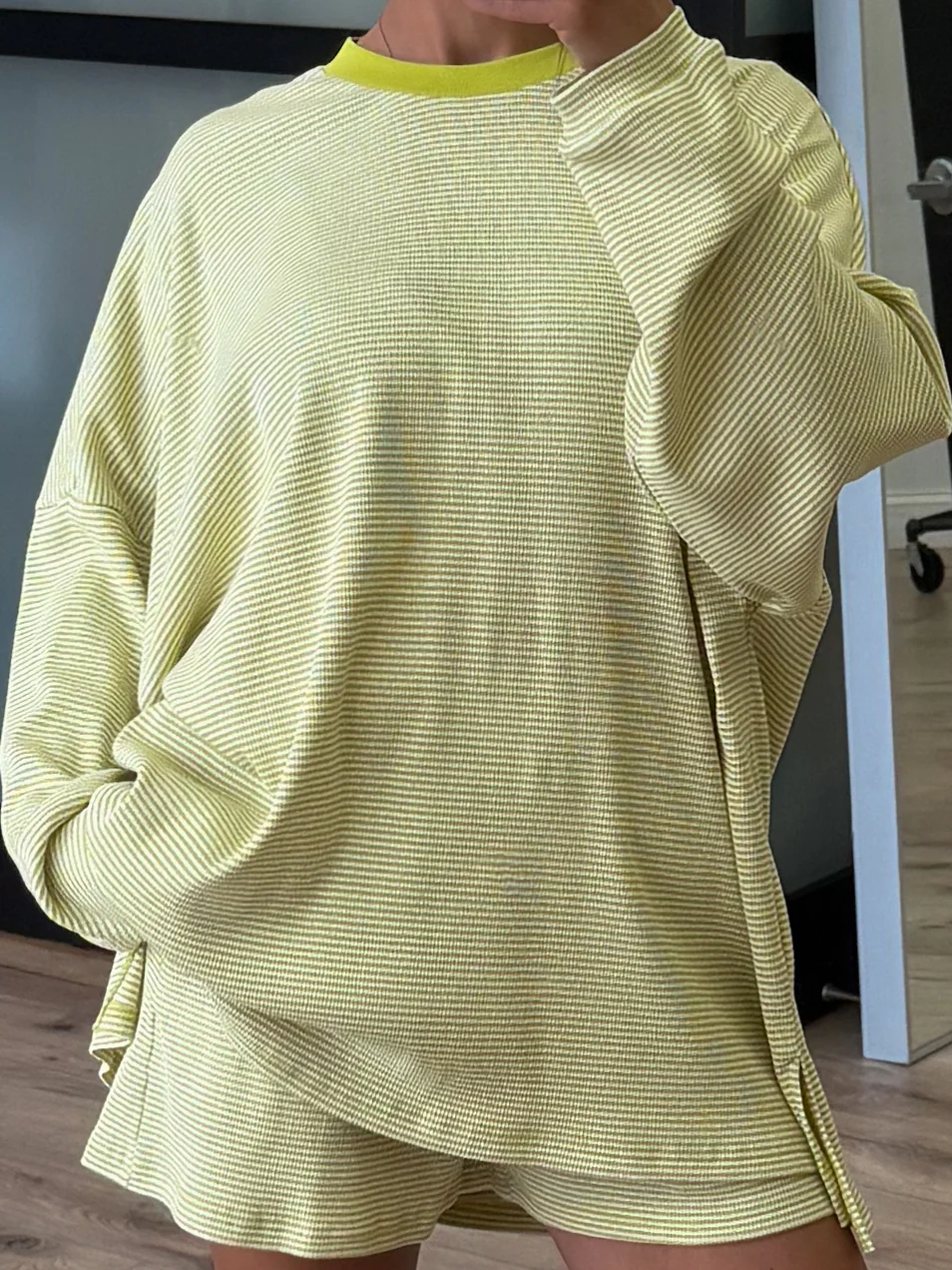 Easy Going Ribbed Stripe Pullover | Chartreuse - Image 2