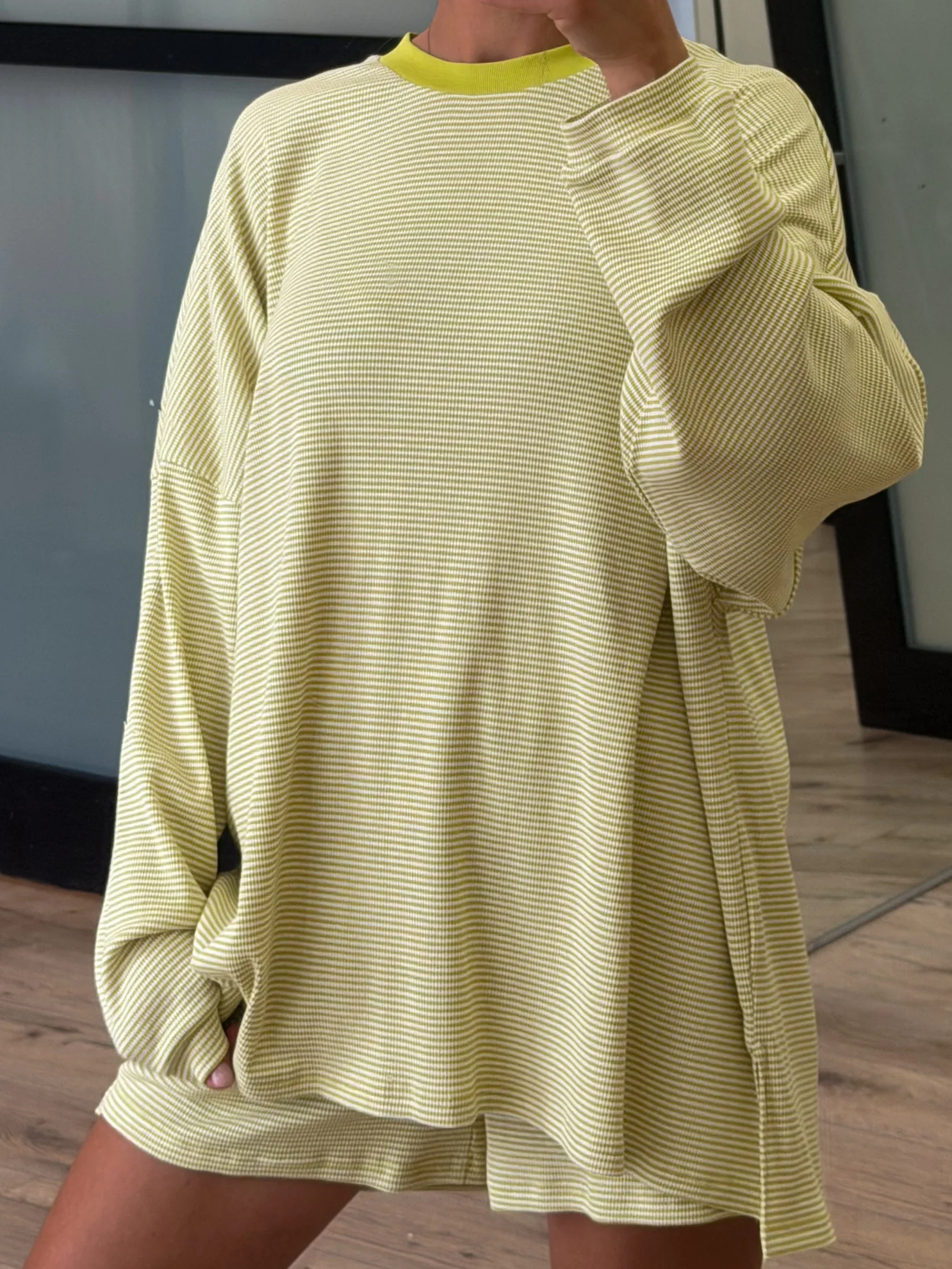 Easy Going Ribbed Stripe Pullover | Chartreuse - Image 4