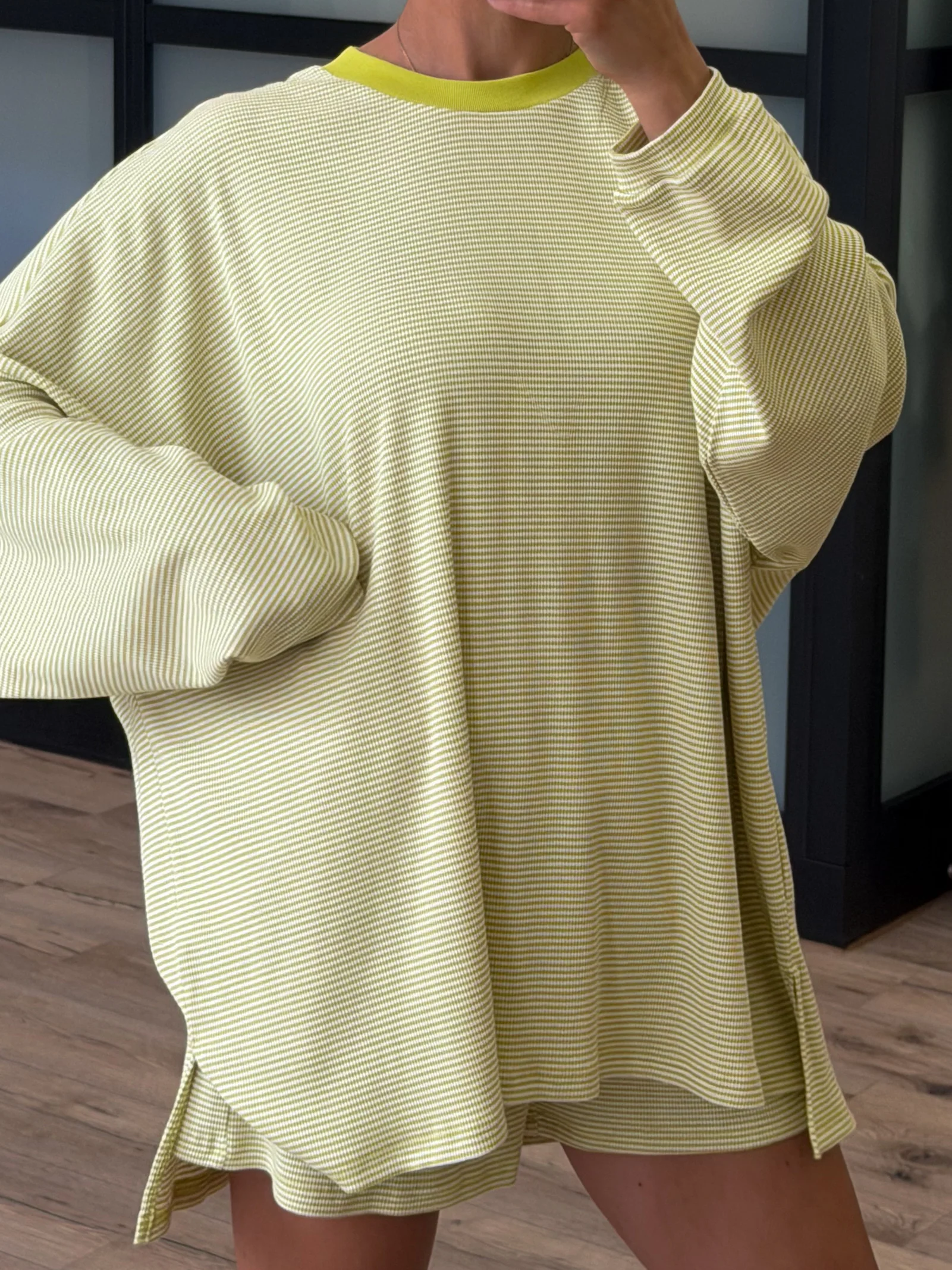 Easy Going Ribbed Stripe Pullover | Chartreuse - Image 5