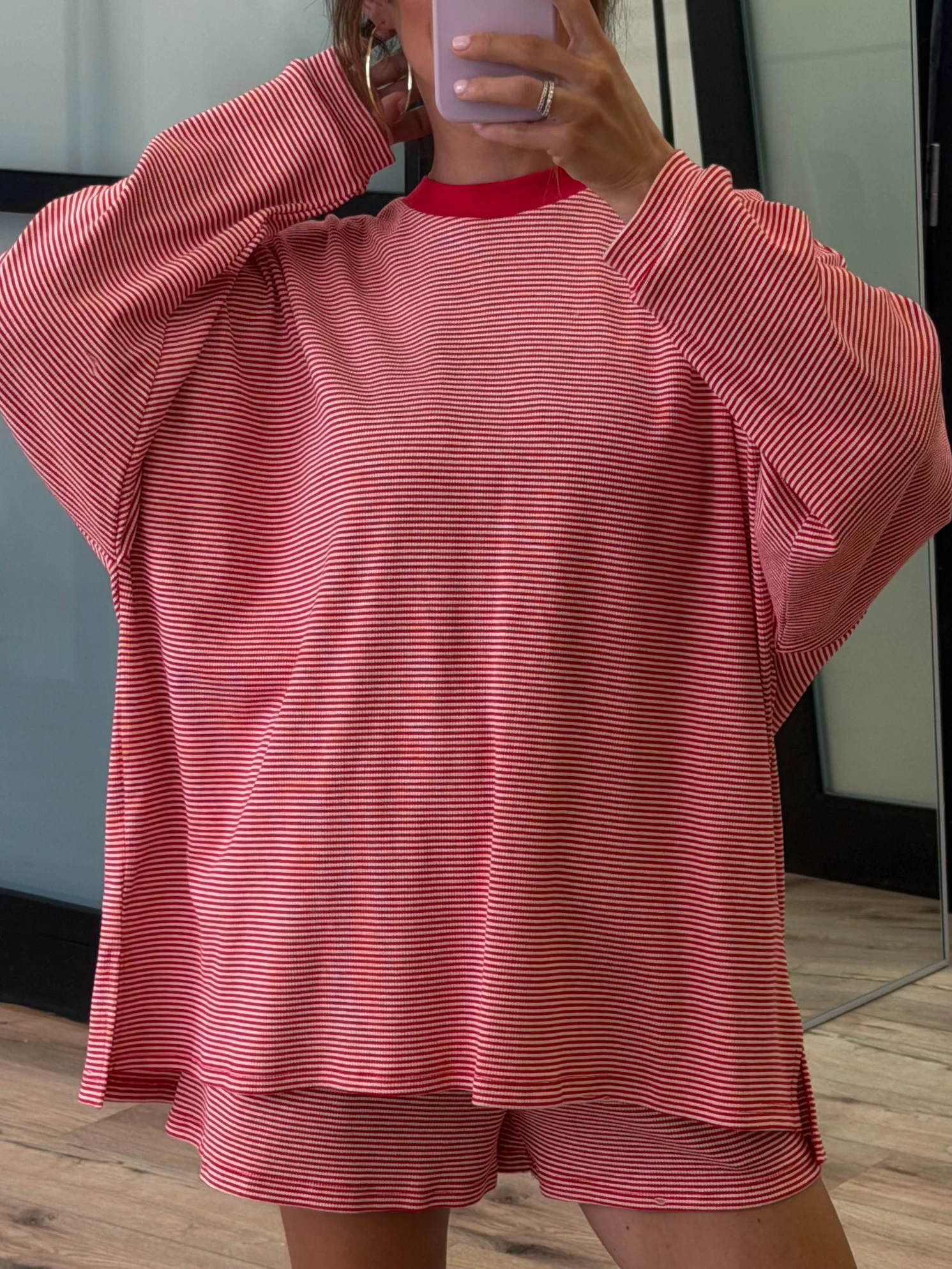 Easy Going Ribbed Stripe Pullover | Cherry - Image 2