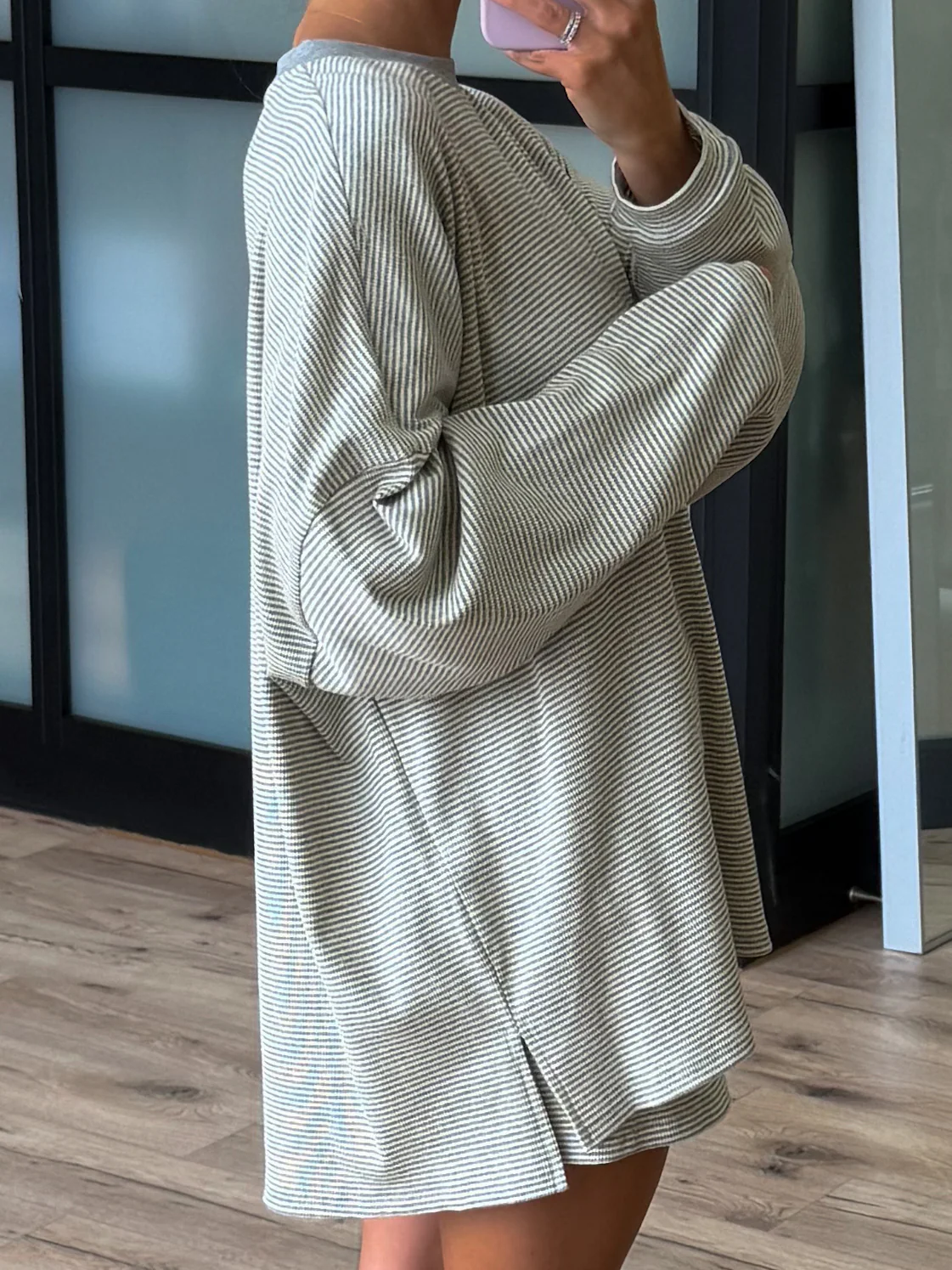 Easy Going Ribbed Stripe Pullover | Grey | +Plus Available - Image 4