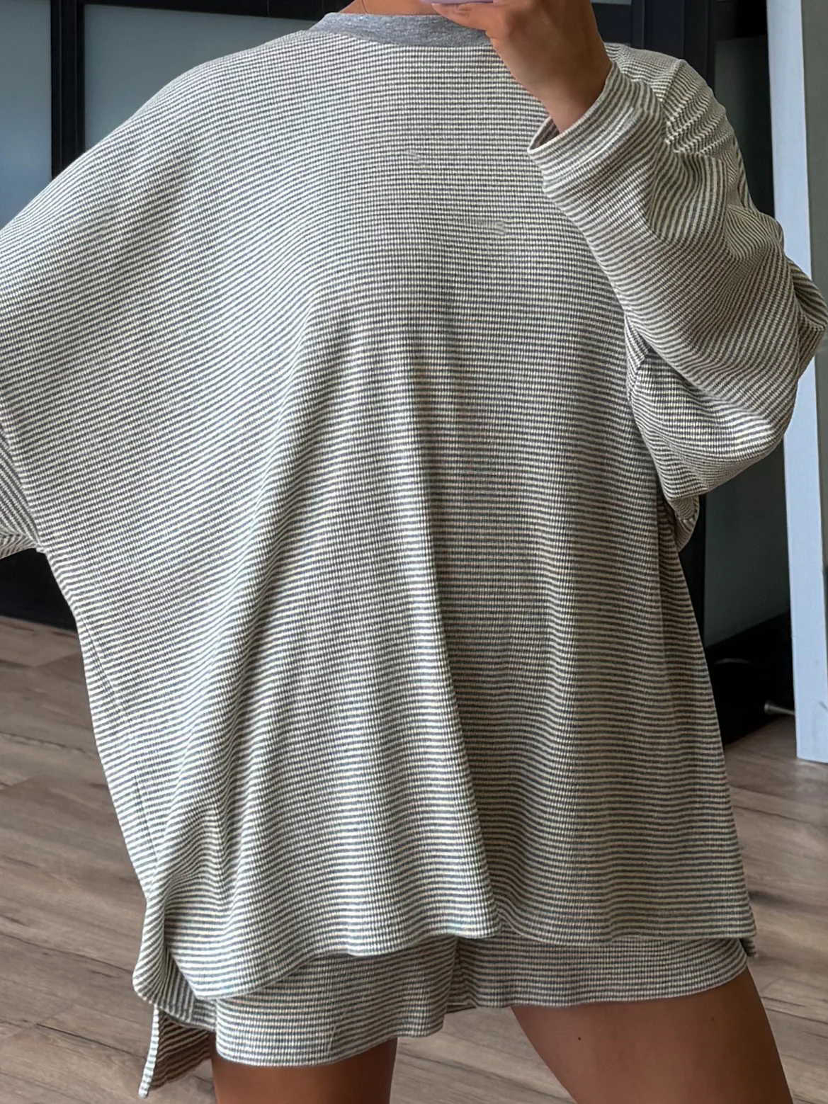 Easy Going Ribbed Stripe Pullover | Grey | +Plus Available - Image 6