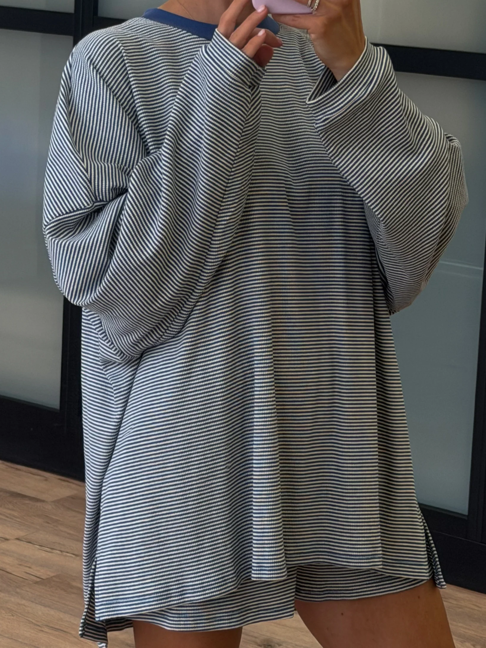 Easy Going Ribbed Stripe Pullover | Denim | +Plus Available - Image 3