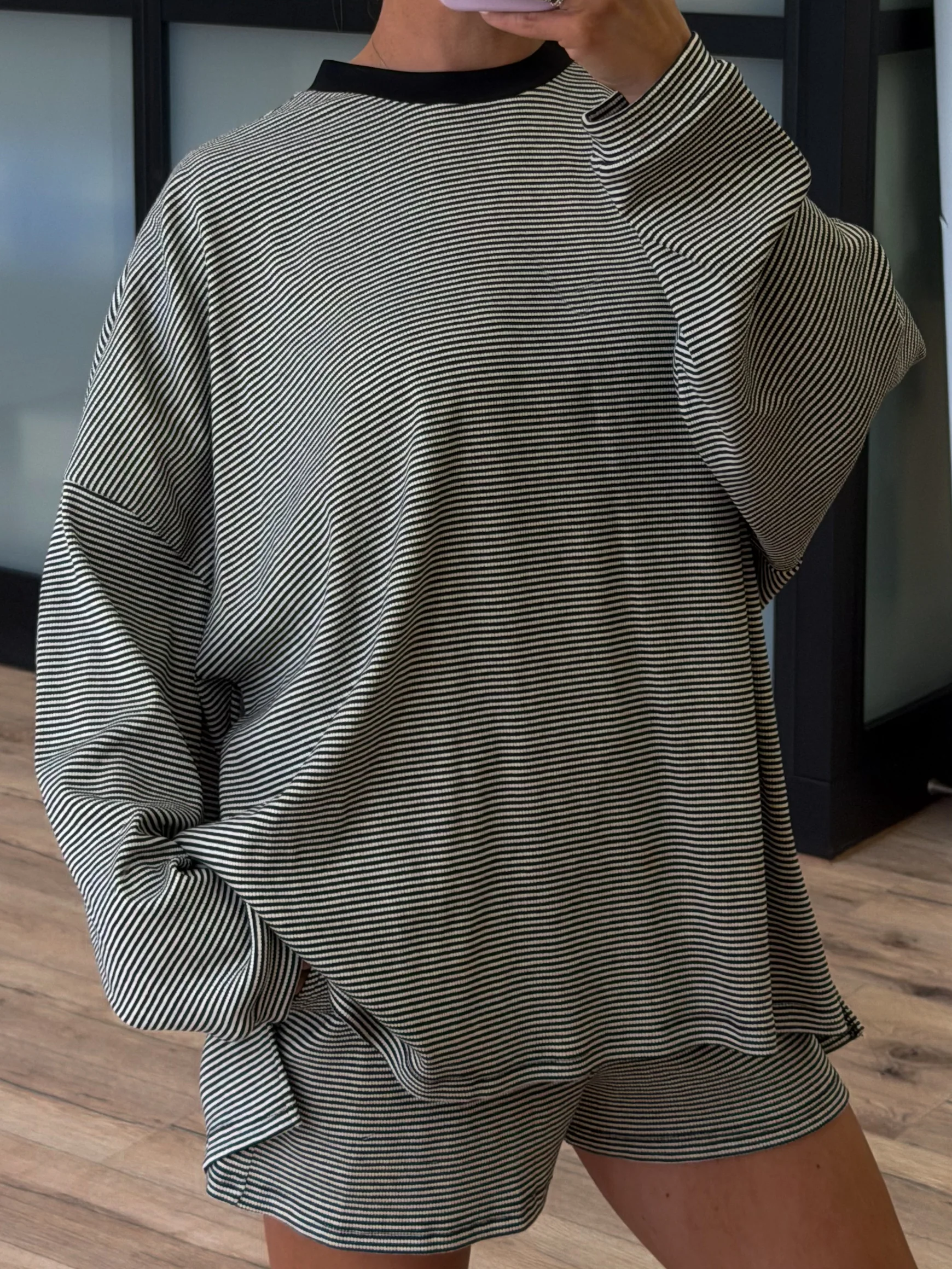Easy Going Ribbed Stripe Pullover | Black | +Plus Available - Image 4