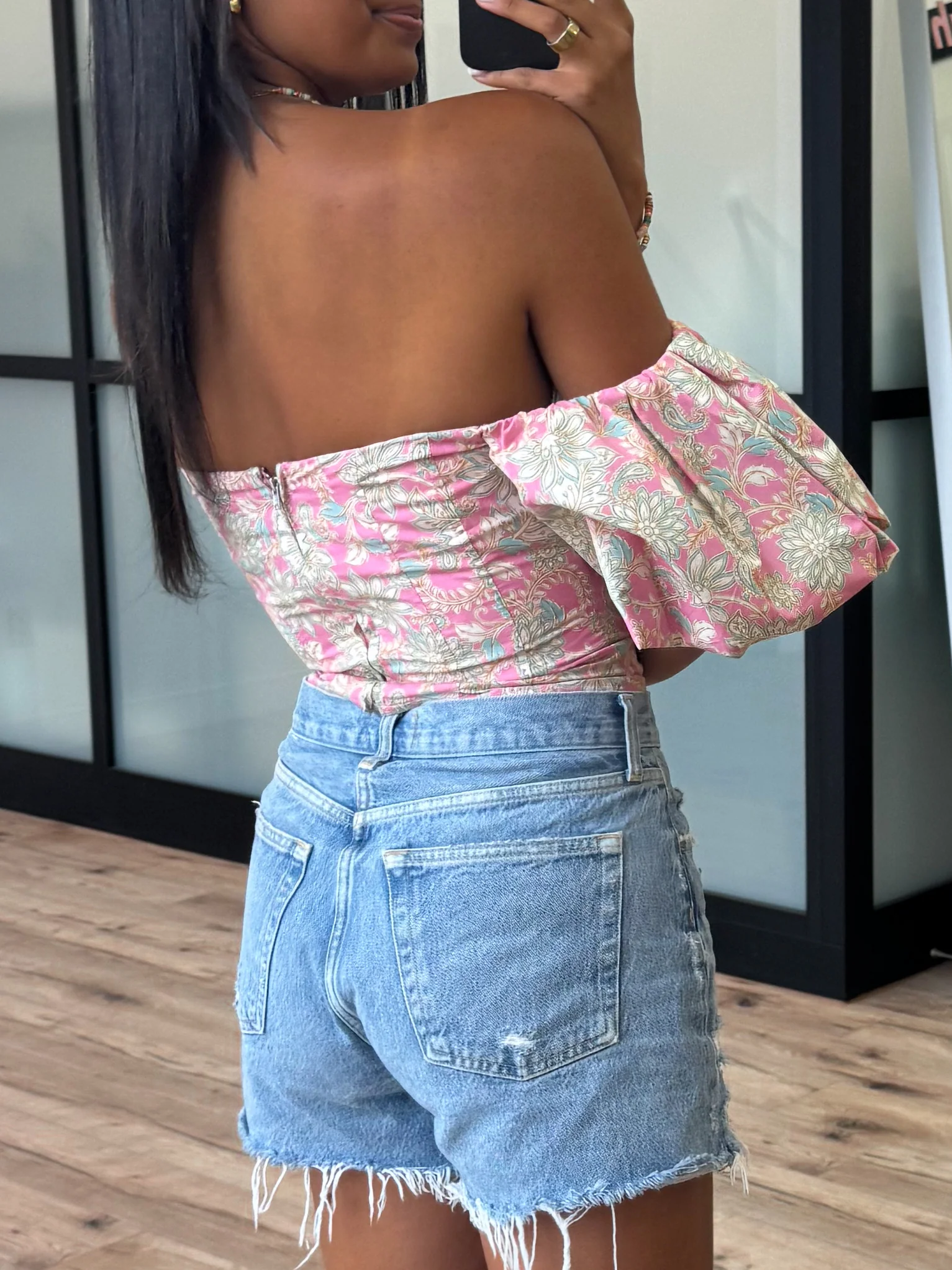 Eve Off-The-Shoulder Puff Sleeve Top | Rosé Mint - Image 3