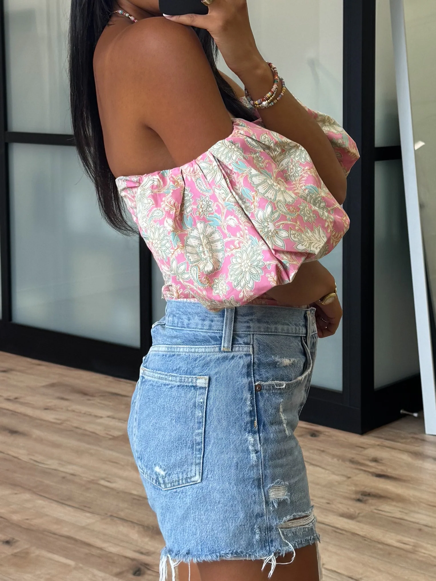 Eve Off-The-Shoulder Puff Sleeve Top | Rosé Mint - Image 4