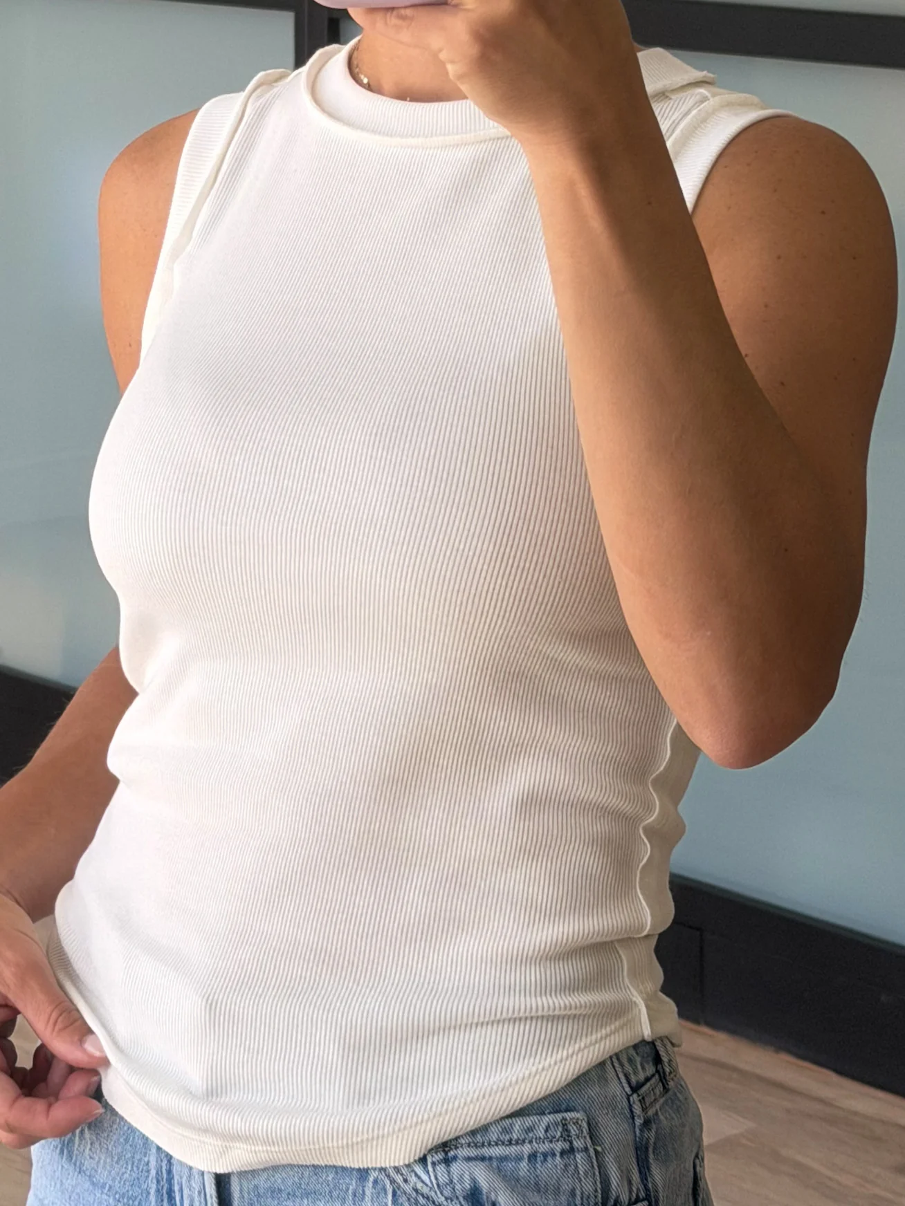 Exposed Seam Ribbed Tank | White
