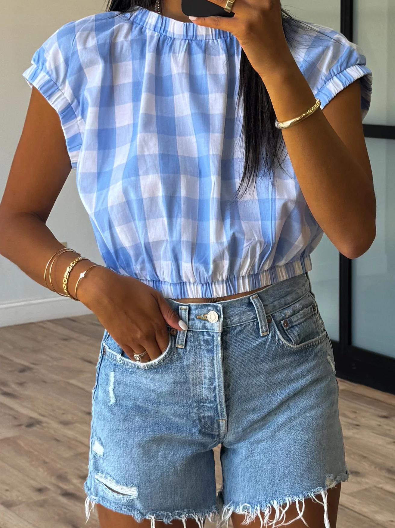 Gingham Basket Top | Light Blue - Image 3
