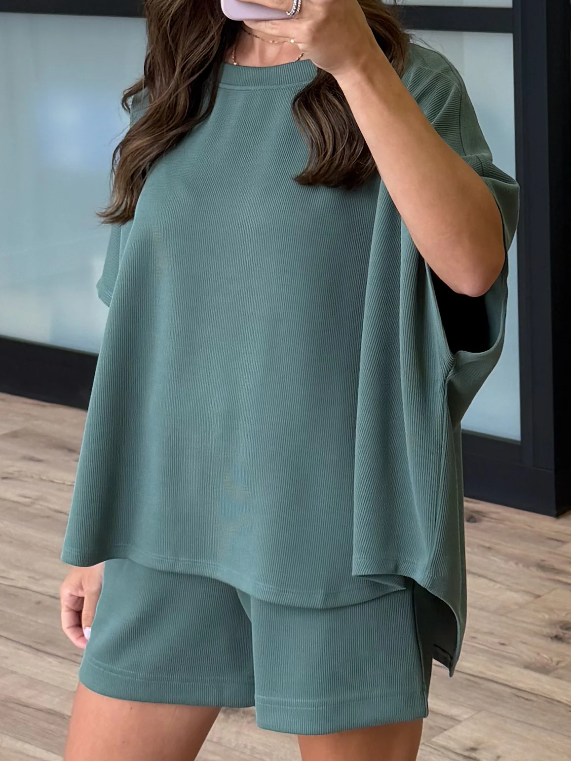 Halo Ribbed Dolman Tee | Evergreen - Image 3