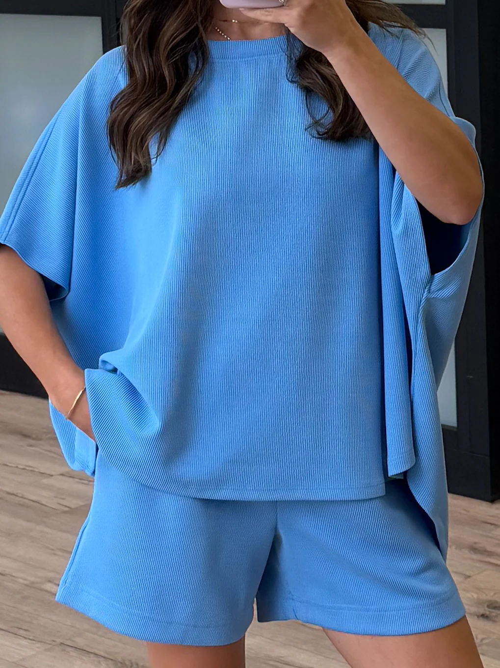 Halo Ribbed Dolman Tee | Sky Blue - Image 3
