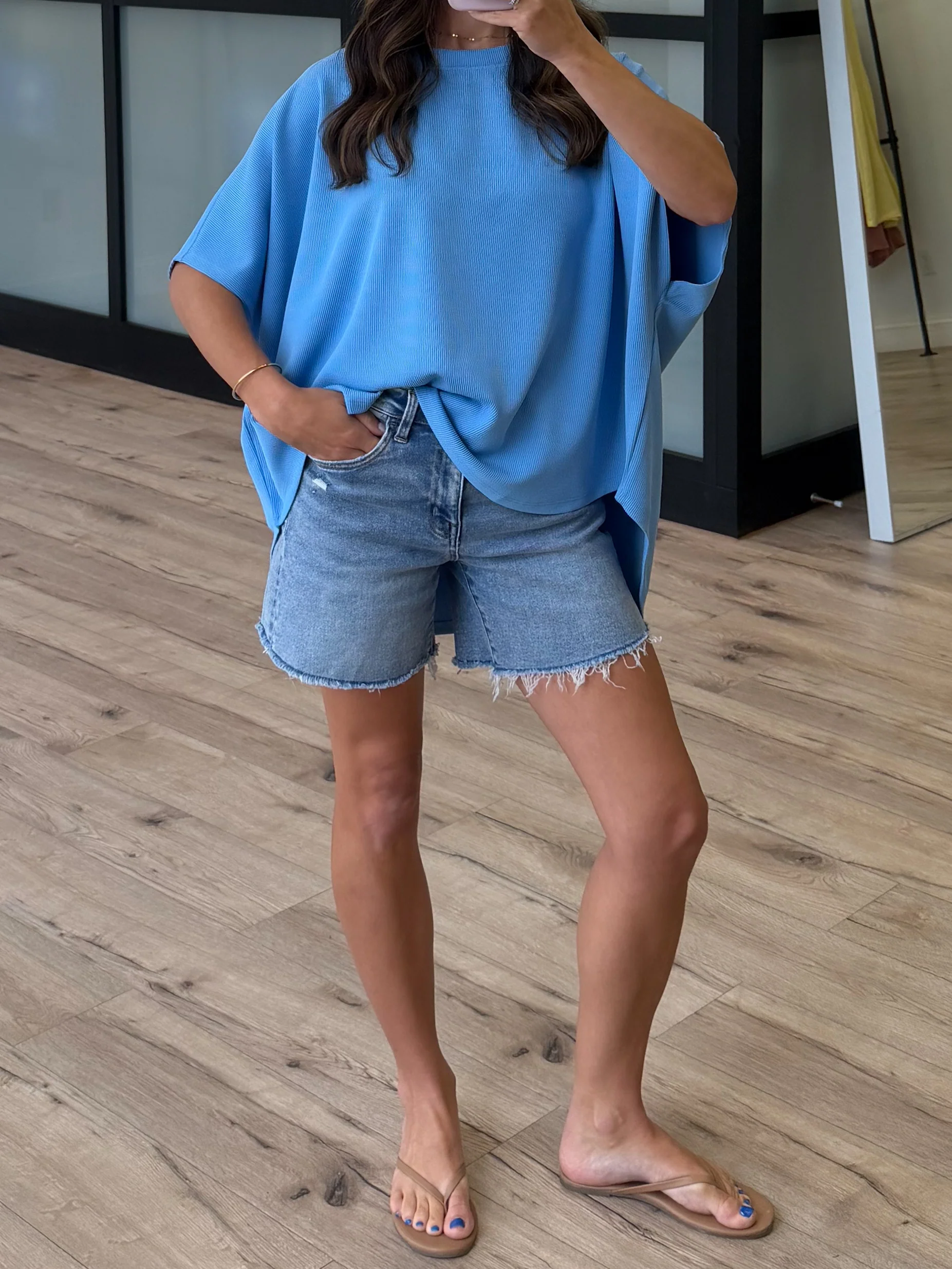 Halo Ribbed Dolman Tee | Sky Blue - Image 4