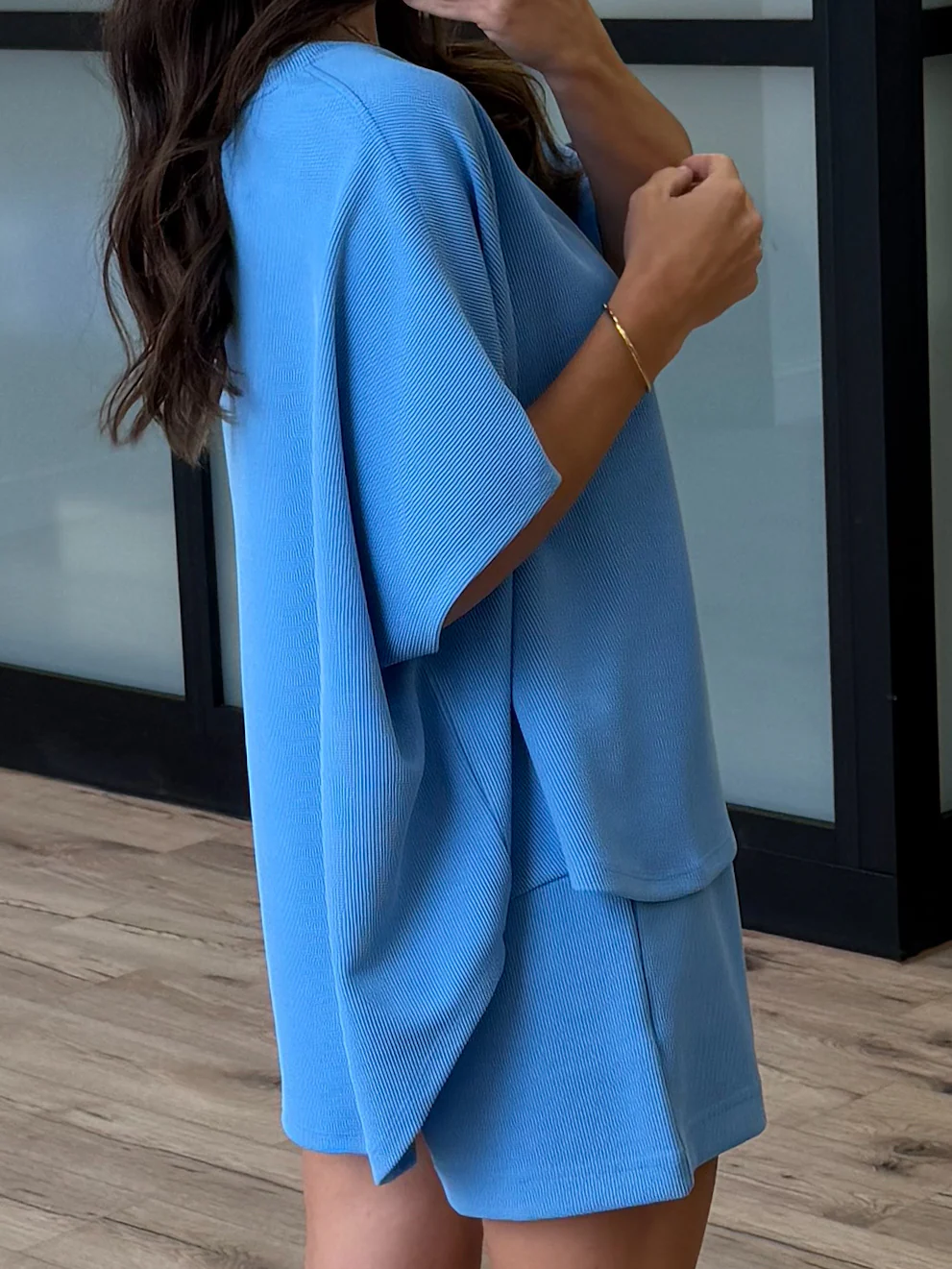 Halo Ribbed Dolman Tee | Sky Blue - Image 5