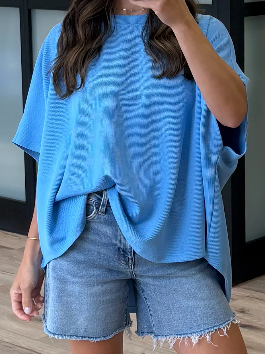 Halo Ribbed Dolman Tee | Sky Blue - Image 6