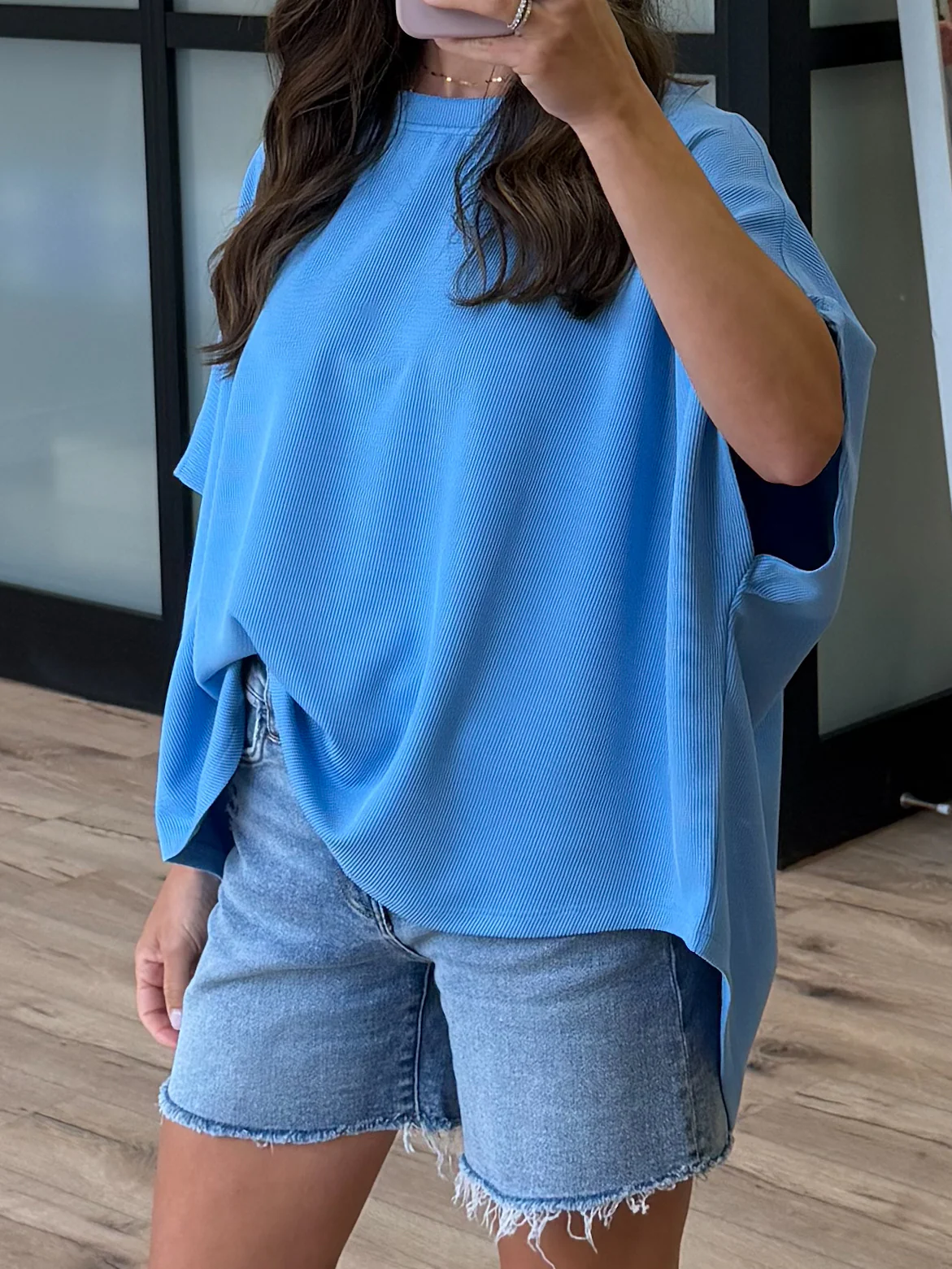 Halo Ribbed Dolman Tee | Sky Blue - Image 7