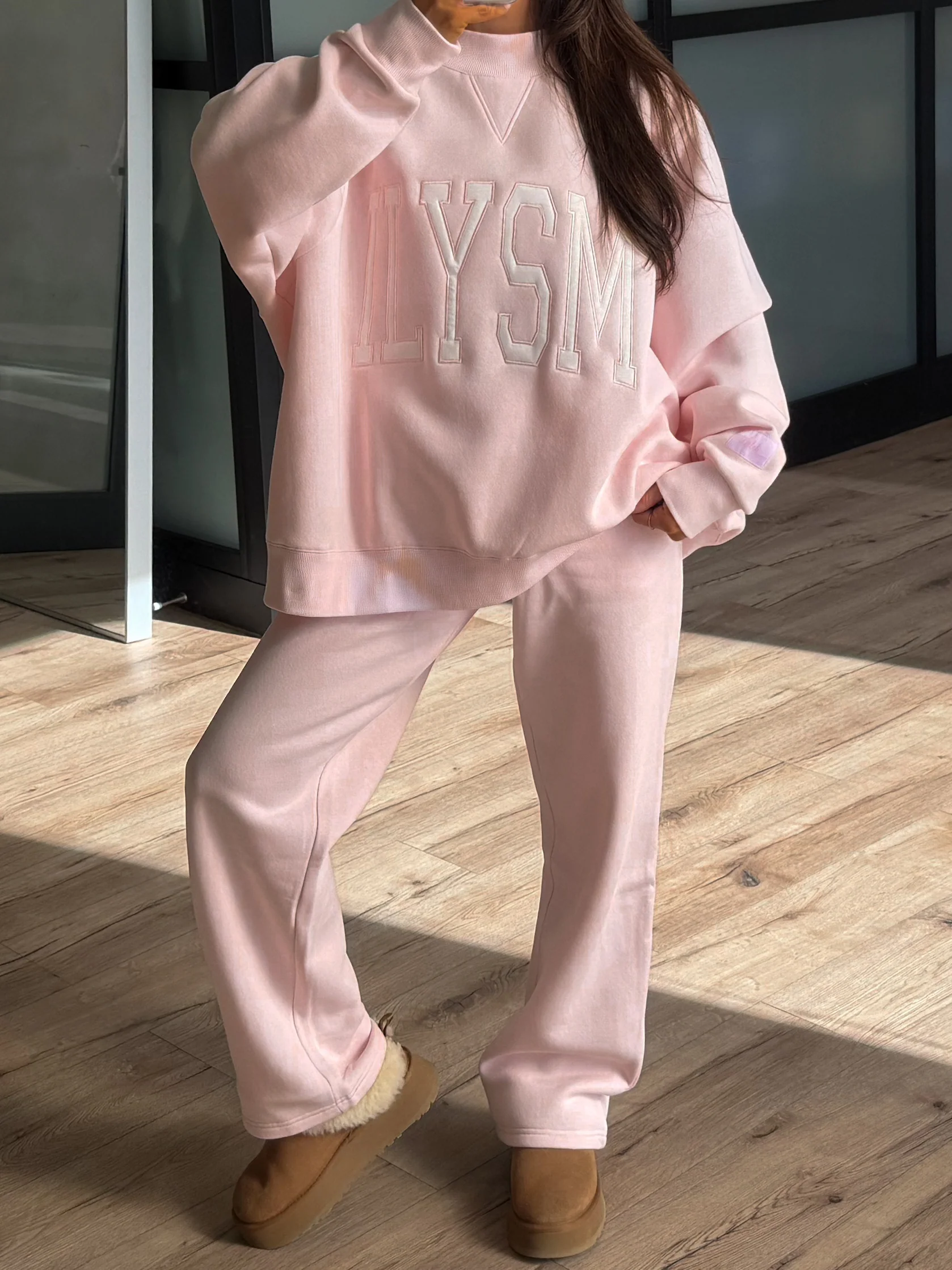 Wide-Leg Sweatpants | Light Pink | +Plus Available - Image 3