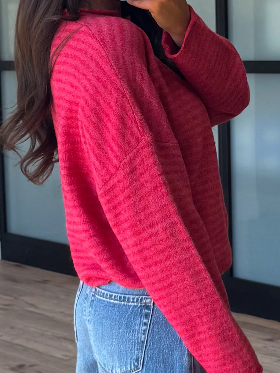 Isla Cardigan | Mini Striped Raspberry - Image 4