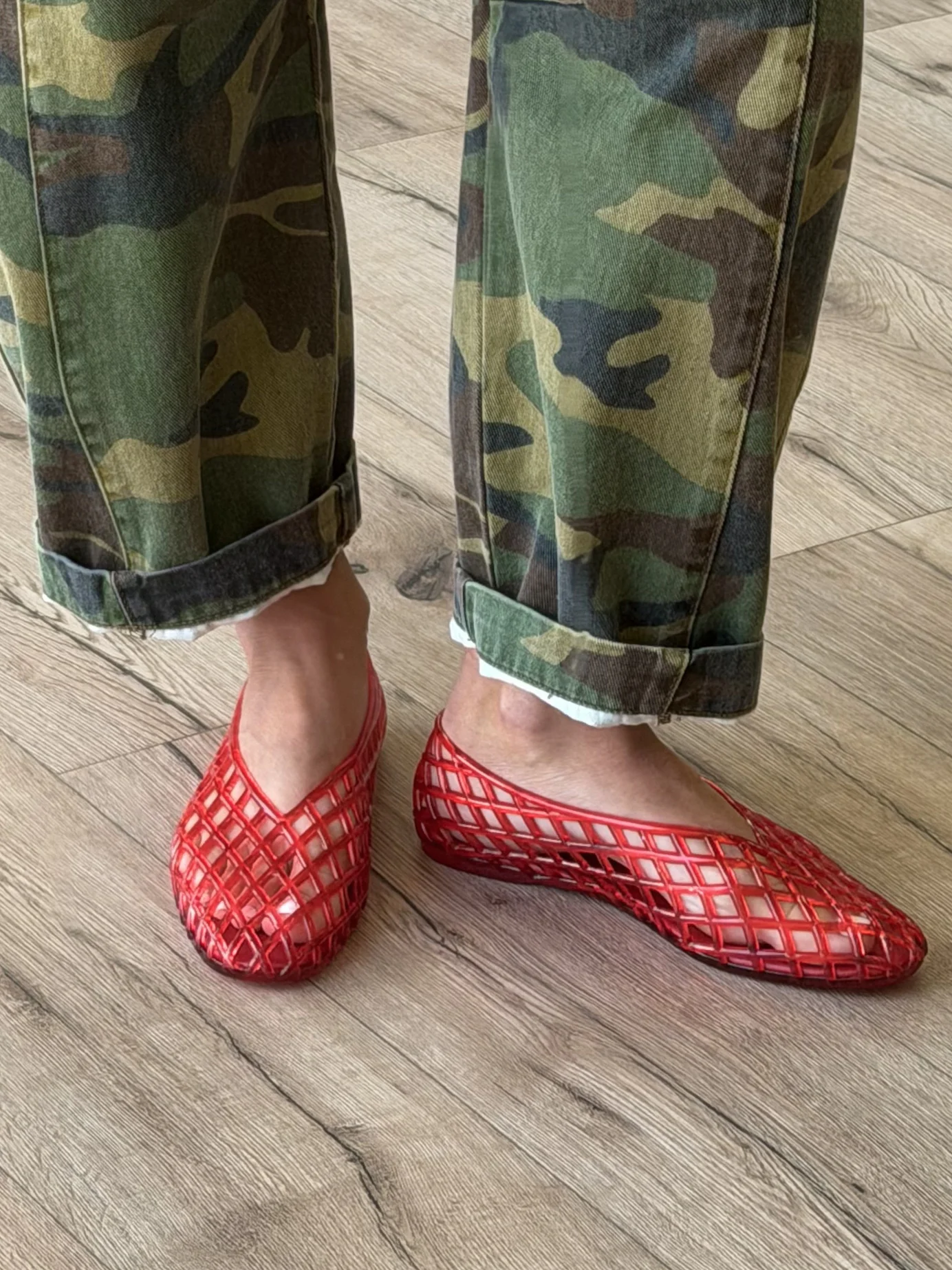 Jelly Mesh Ballet Flats | Cherry - Image 2